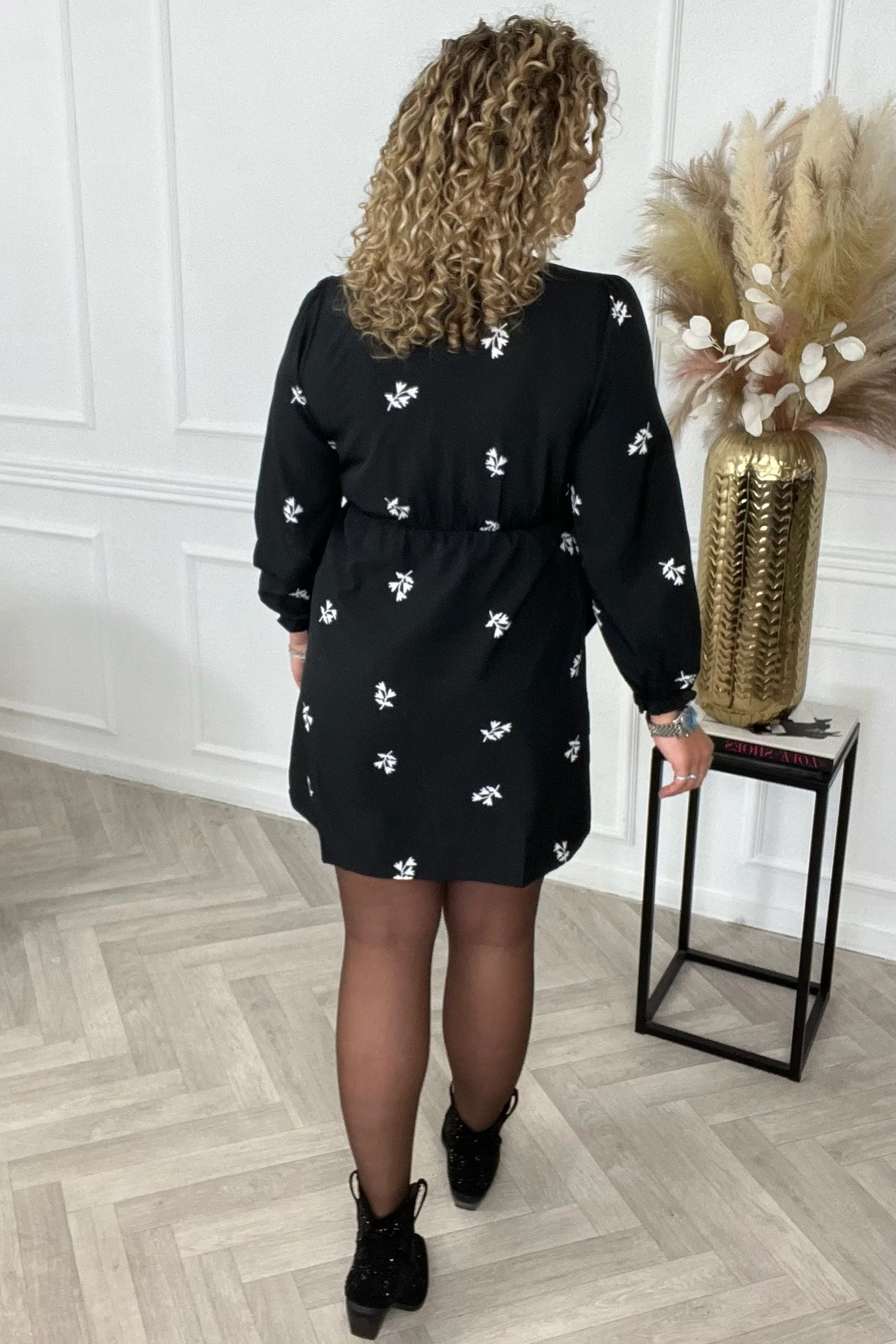 Adèle Floral Wrap Dress - Black - Image 4