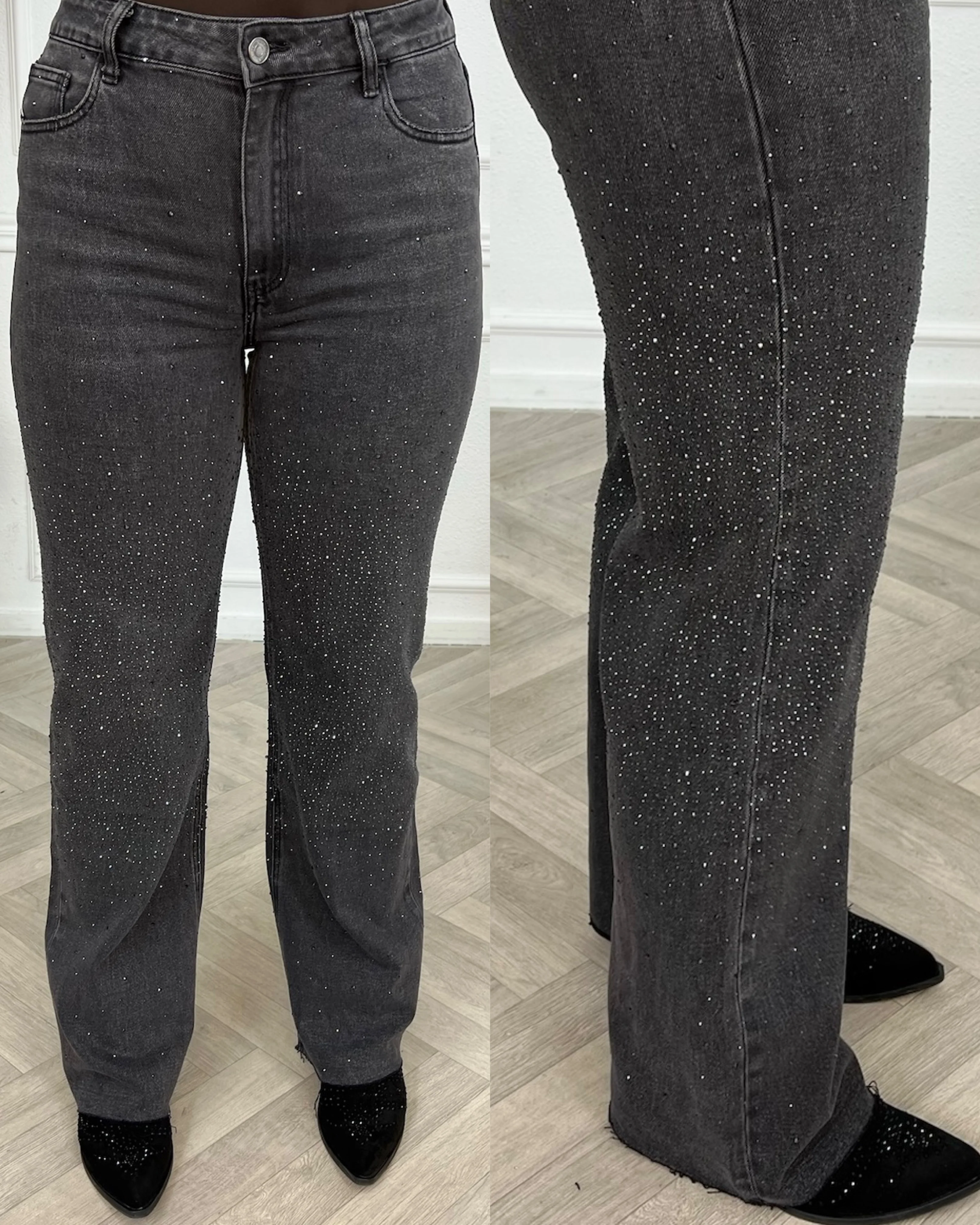 All Over Glitter Tall Jeans - Black