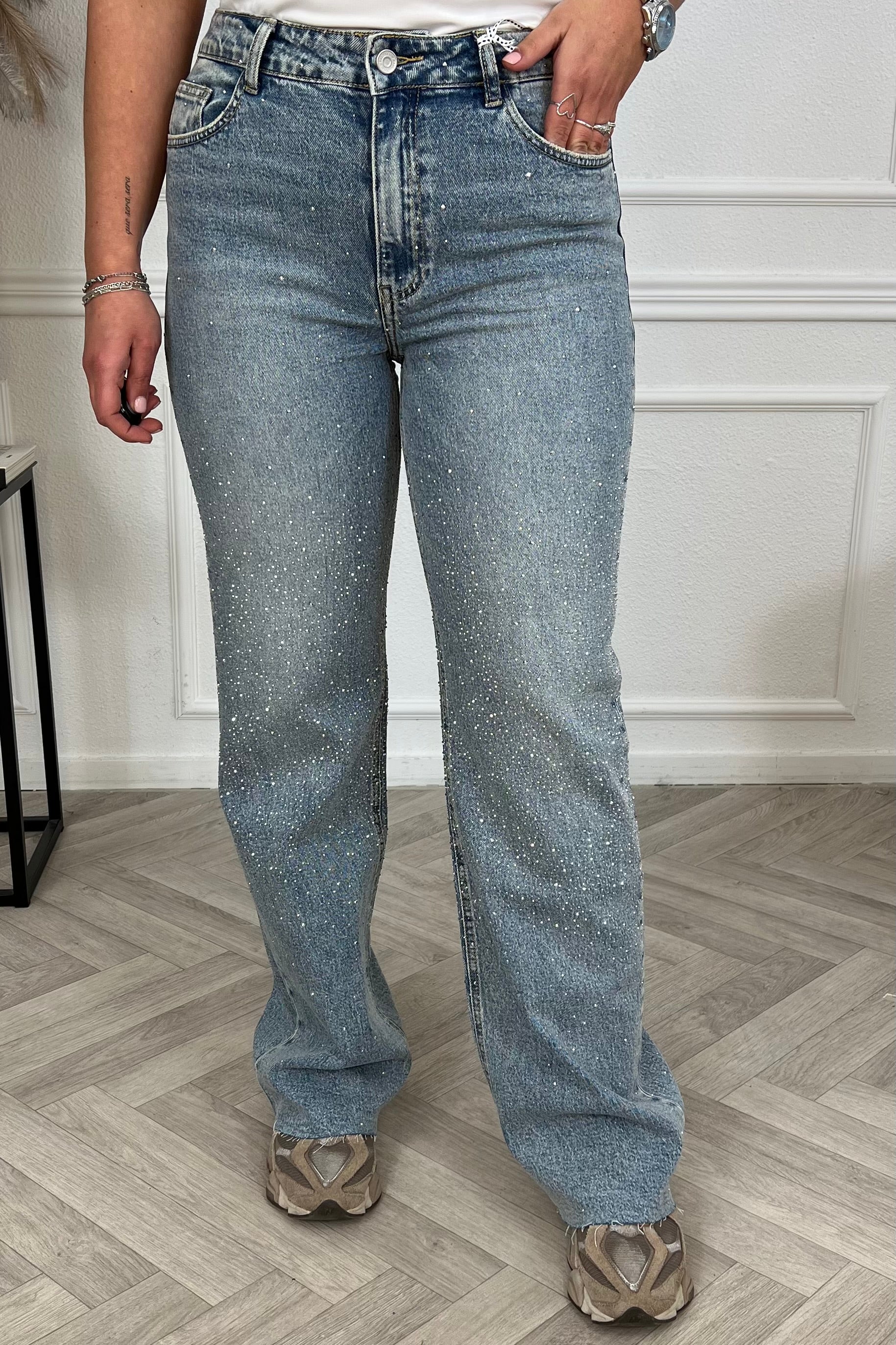 All Over Glitter Tall Jeans - Blue - Image 2