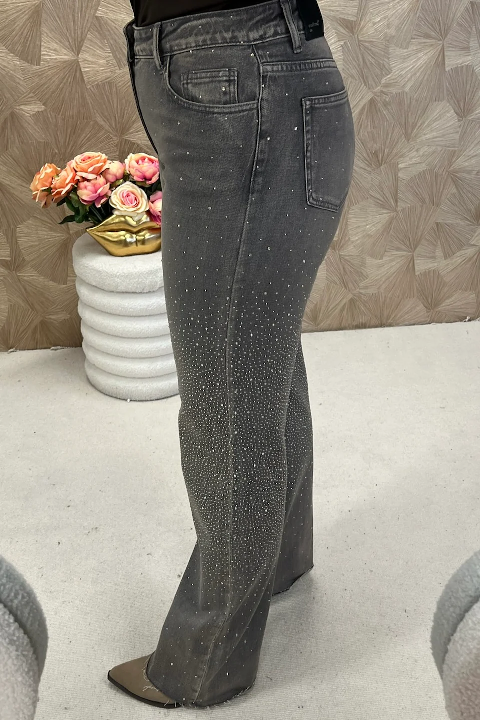 All Over Glitter Tall Jeans - Taupe - Image 3