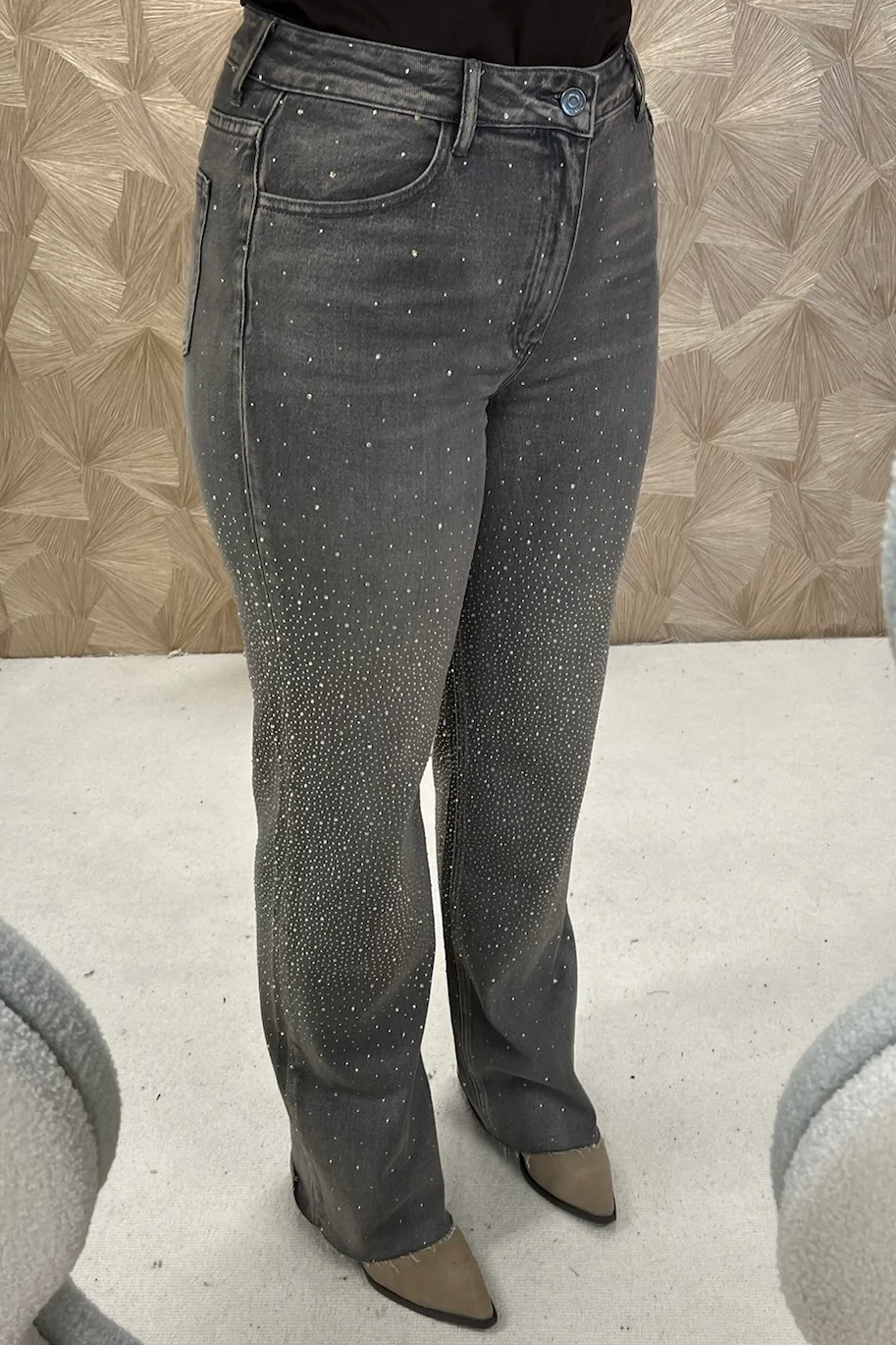 All Over Glitter Tall Jeans - Taupe - Image 4