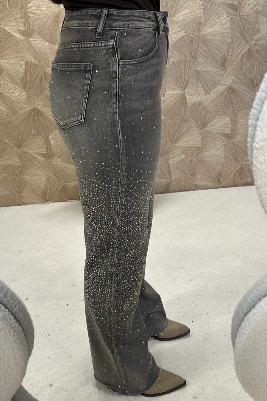 All Over Glitter Tall Jeans - Taupe - Image 5