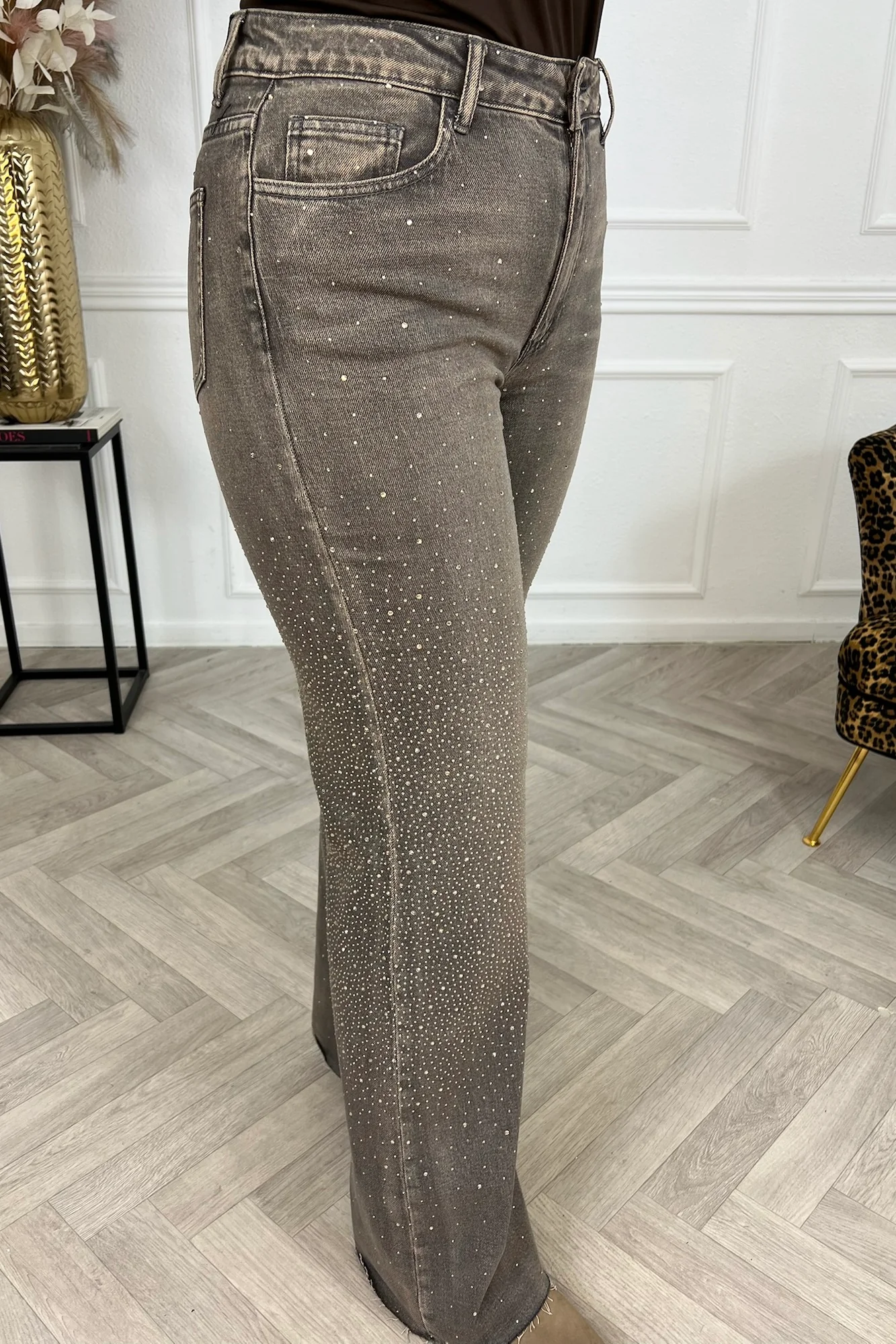 All Over Glitter Tall Jeans - Taupe - Image 6