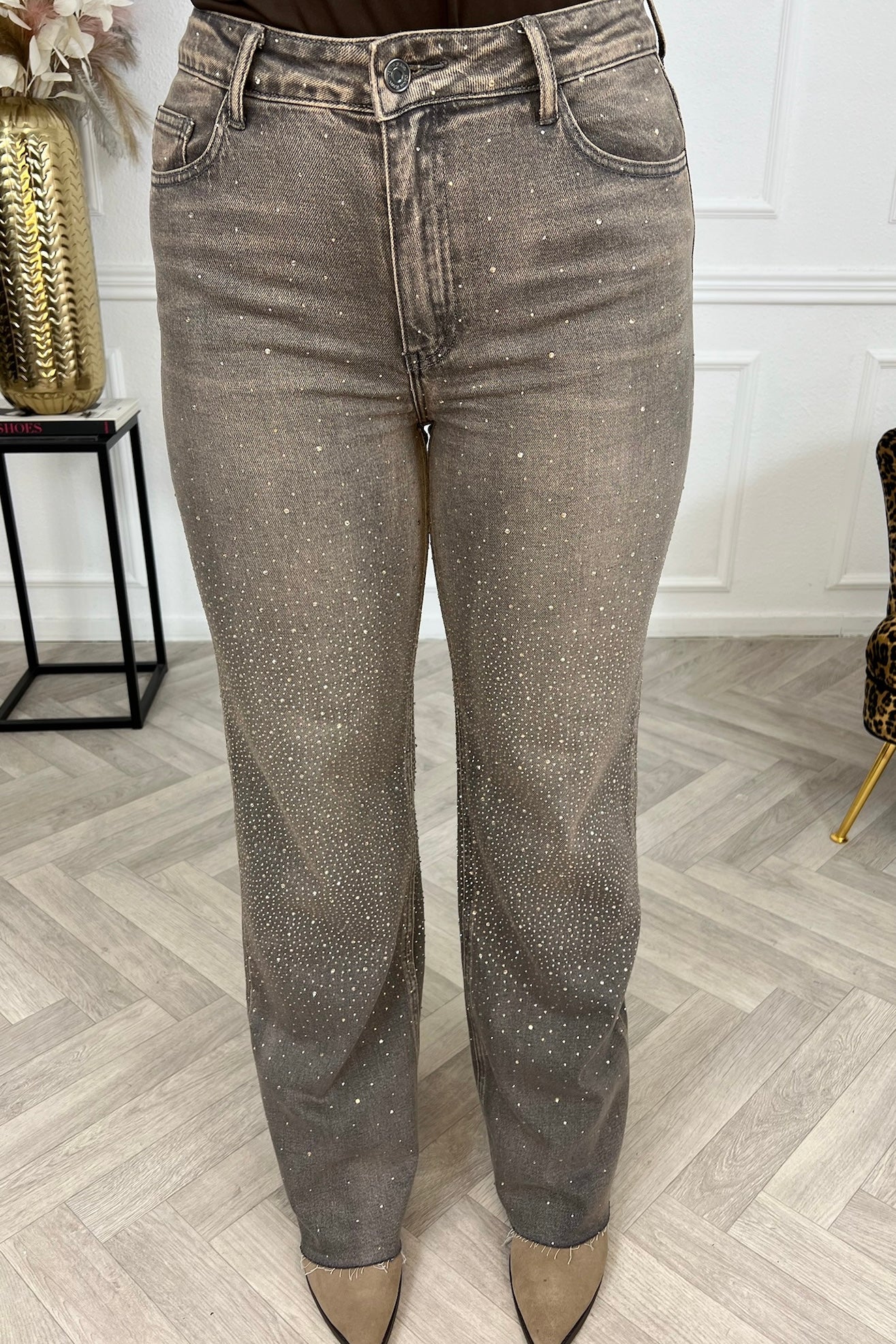 All Over Glitter Tall Jeans - Taupe - Image 7