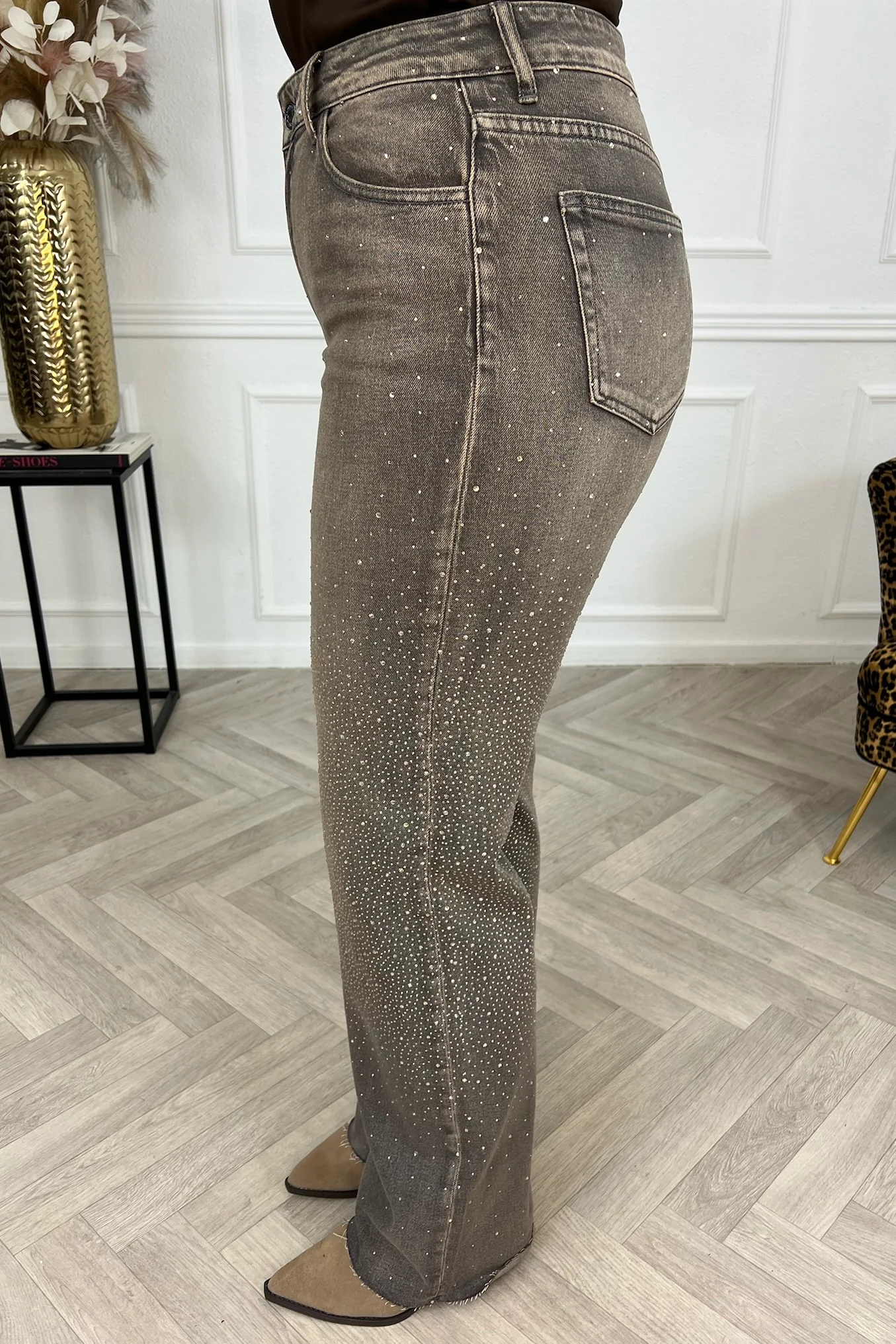 All Over Glitter Tall Jeans - Taupe - Image 8