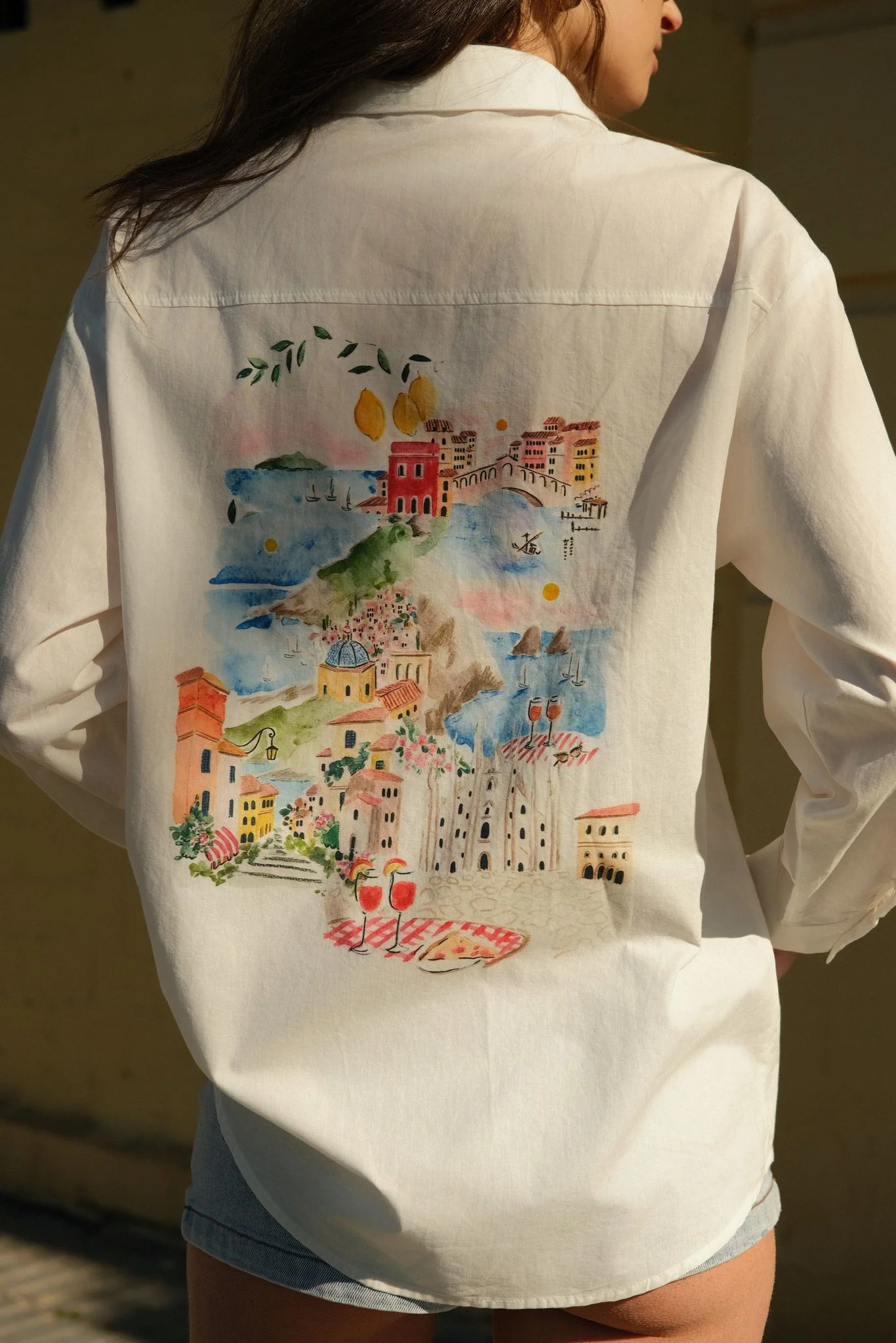 Amalfi Coast Cotton Blouse - White