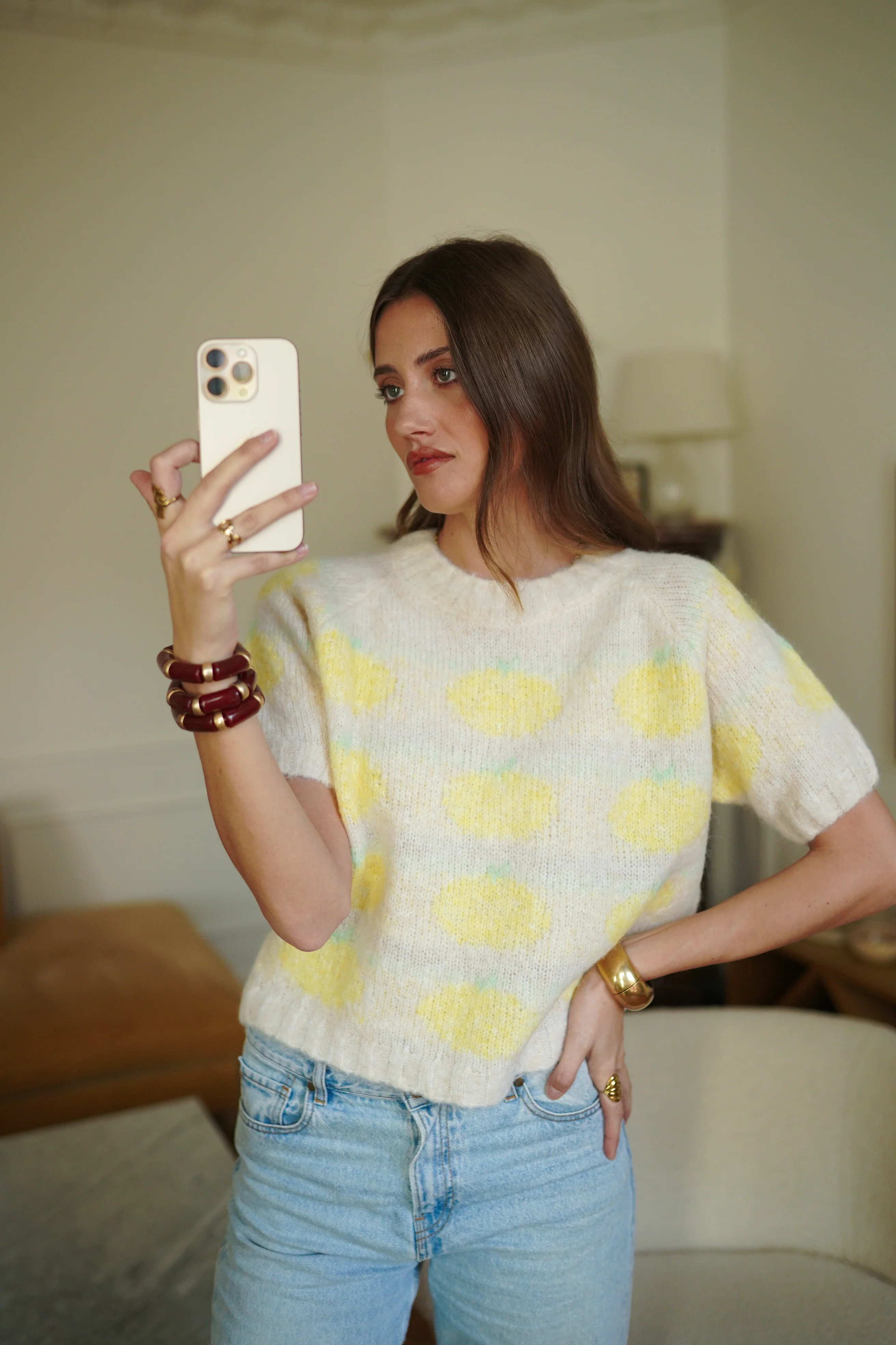 Amber Lemon Sweater - Beige/Yellow - Image 3