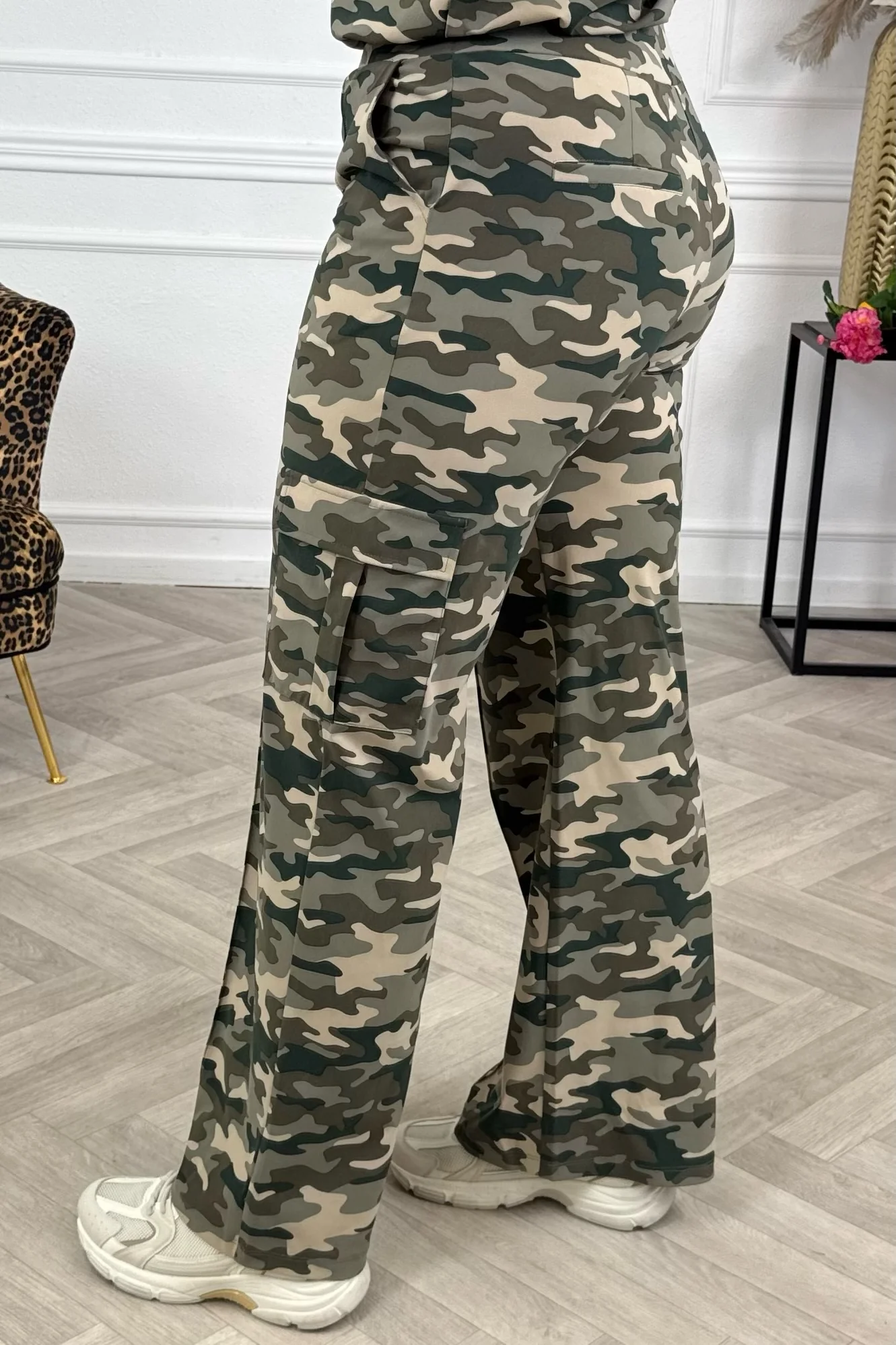 Ambika Army Print Travel Wide Leg Cargo - Armygreen - Image 2