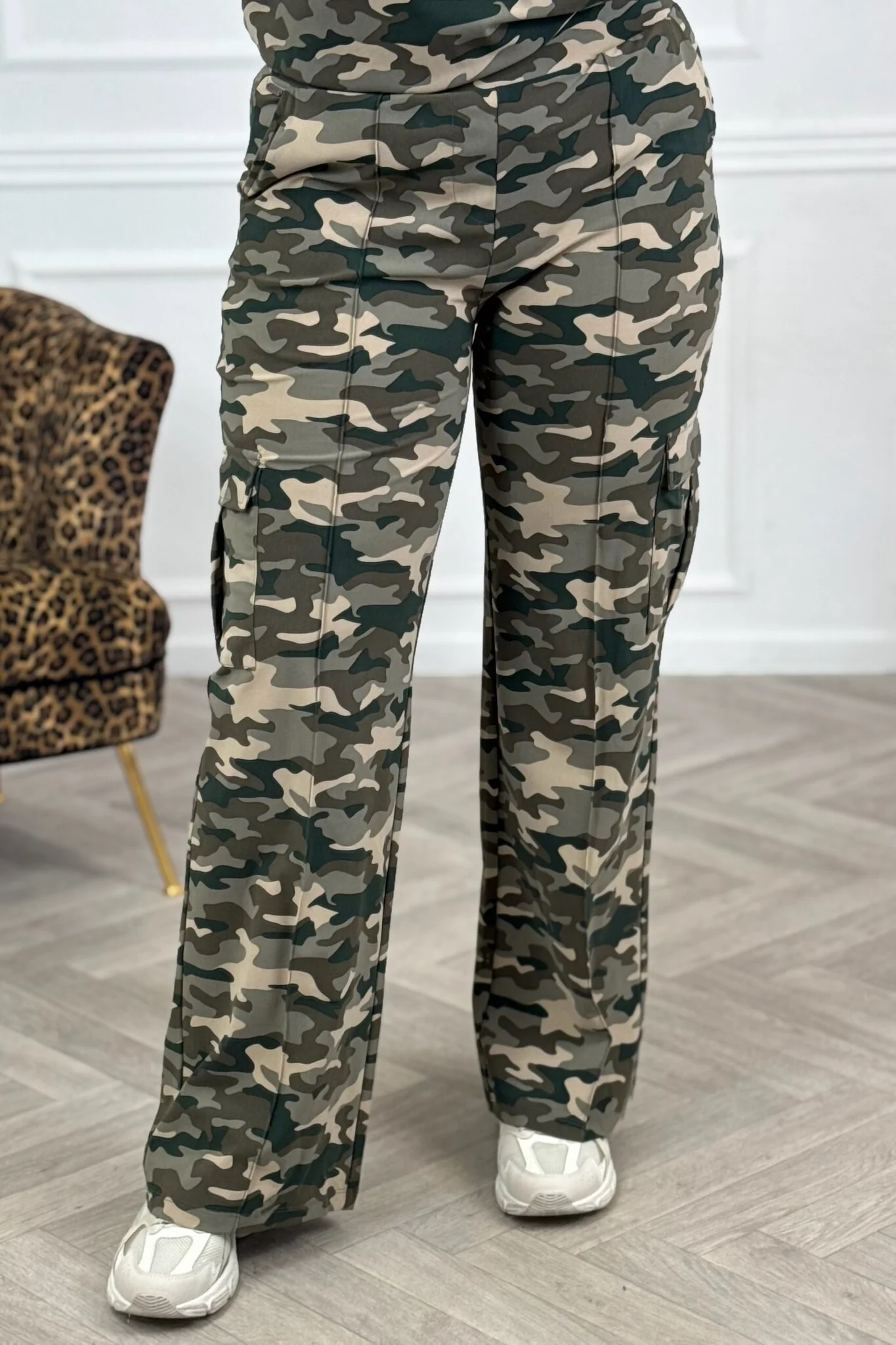 Ambika Army Print Travel Wide Leg Cargo - Armygreen - Image 6