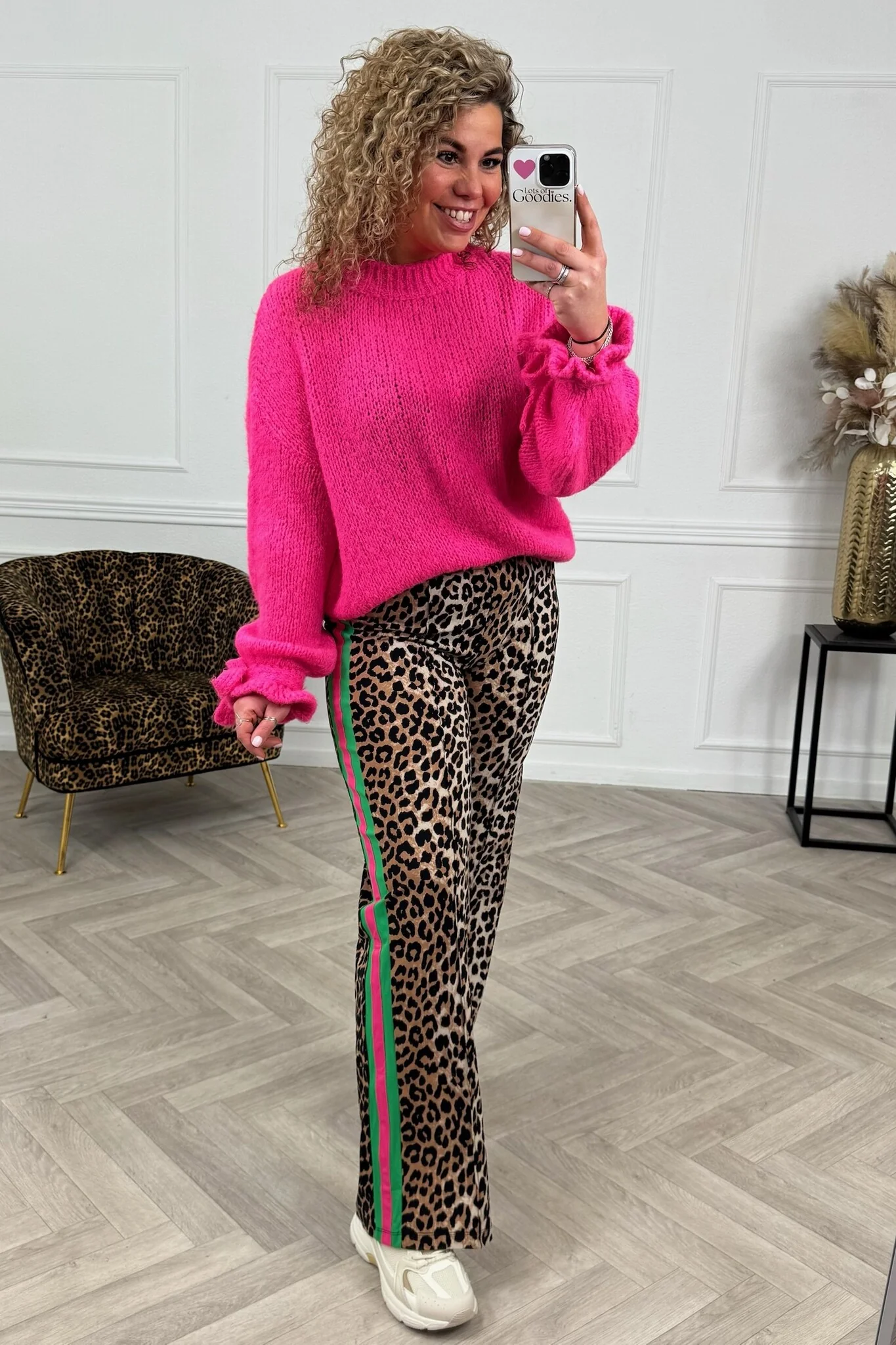 Ambika Leopard Travel Pants - Brown/Pink/Green - Image 3
