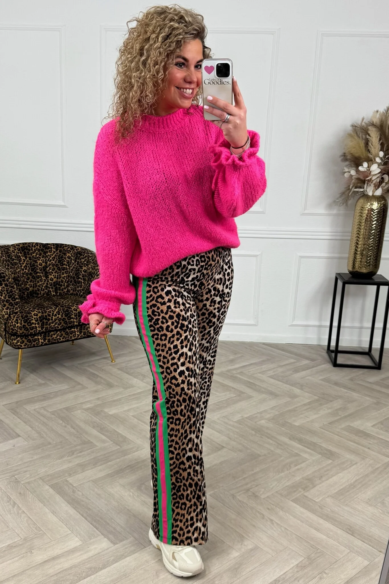 Ambika Leopard Travel Pants - Brown/Pink/Green - Image 4