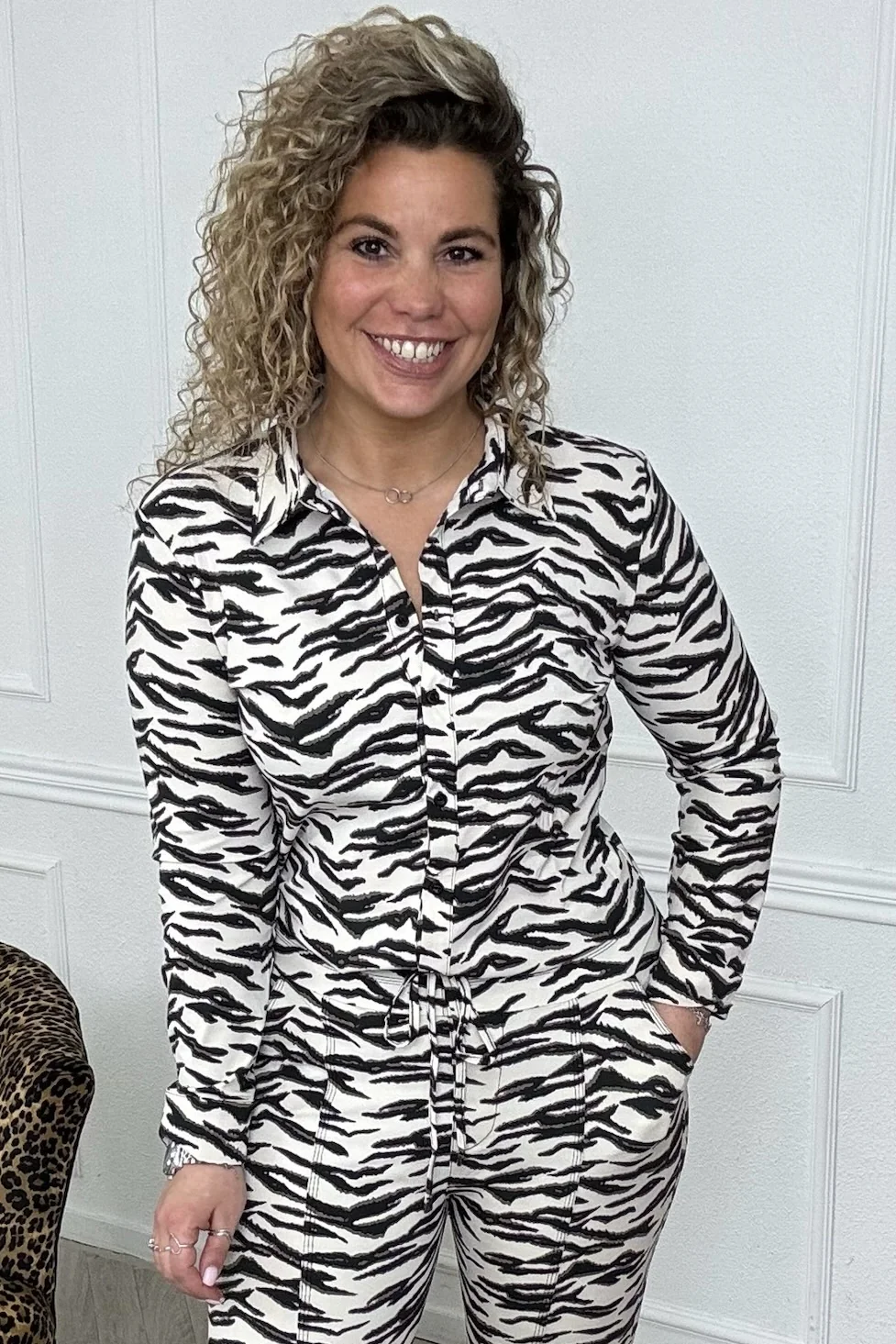 Ambika Zebra Blouse - Black/Creme