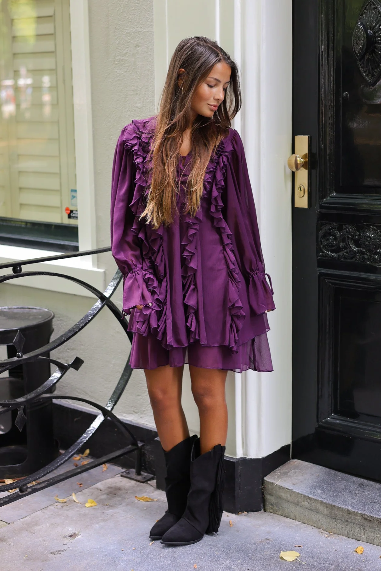 Amora Ruffle Dress - Purple