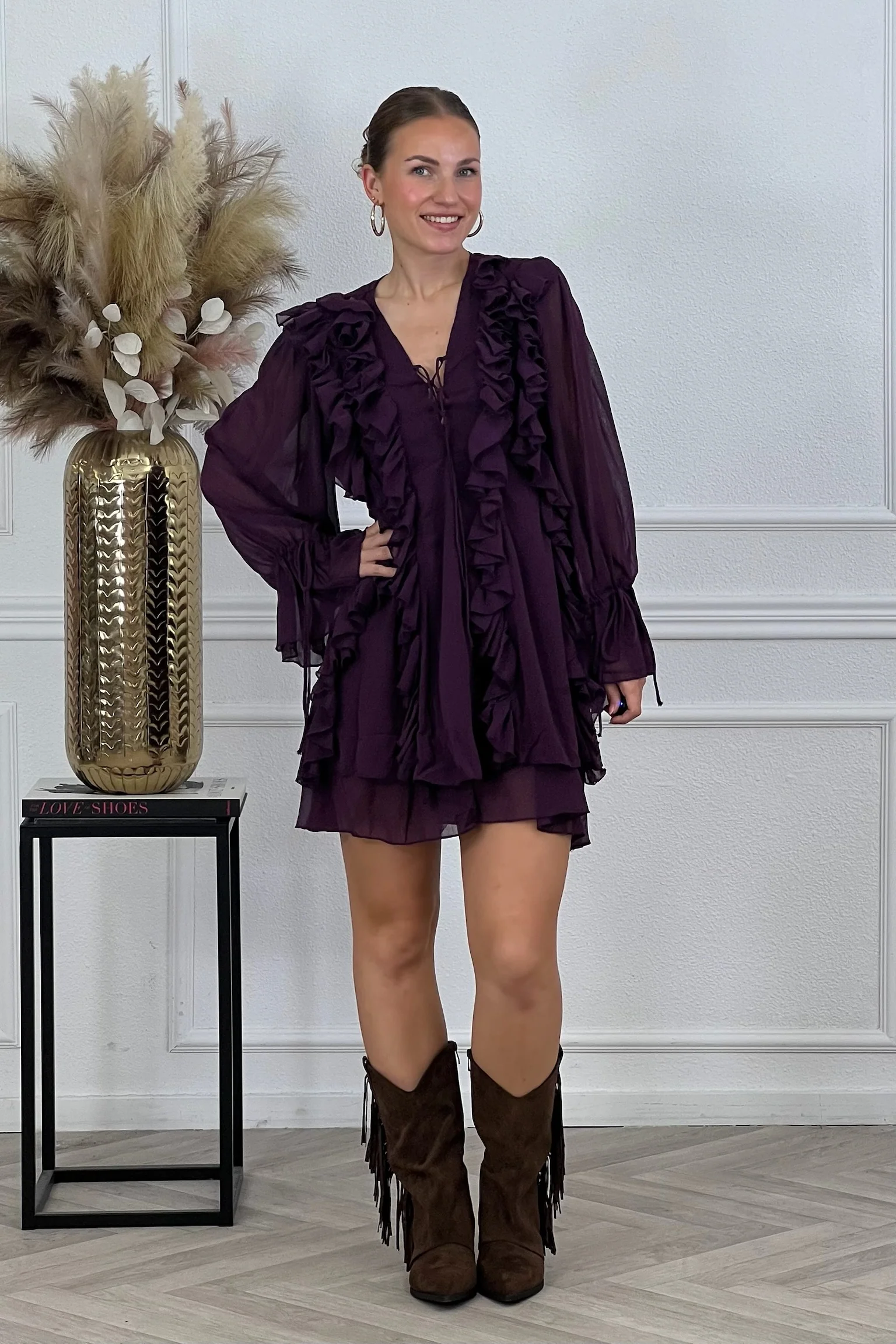 Amora Ruffle Dress - Purple - Image 4