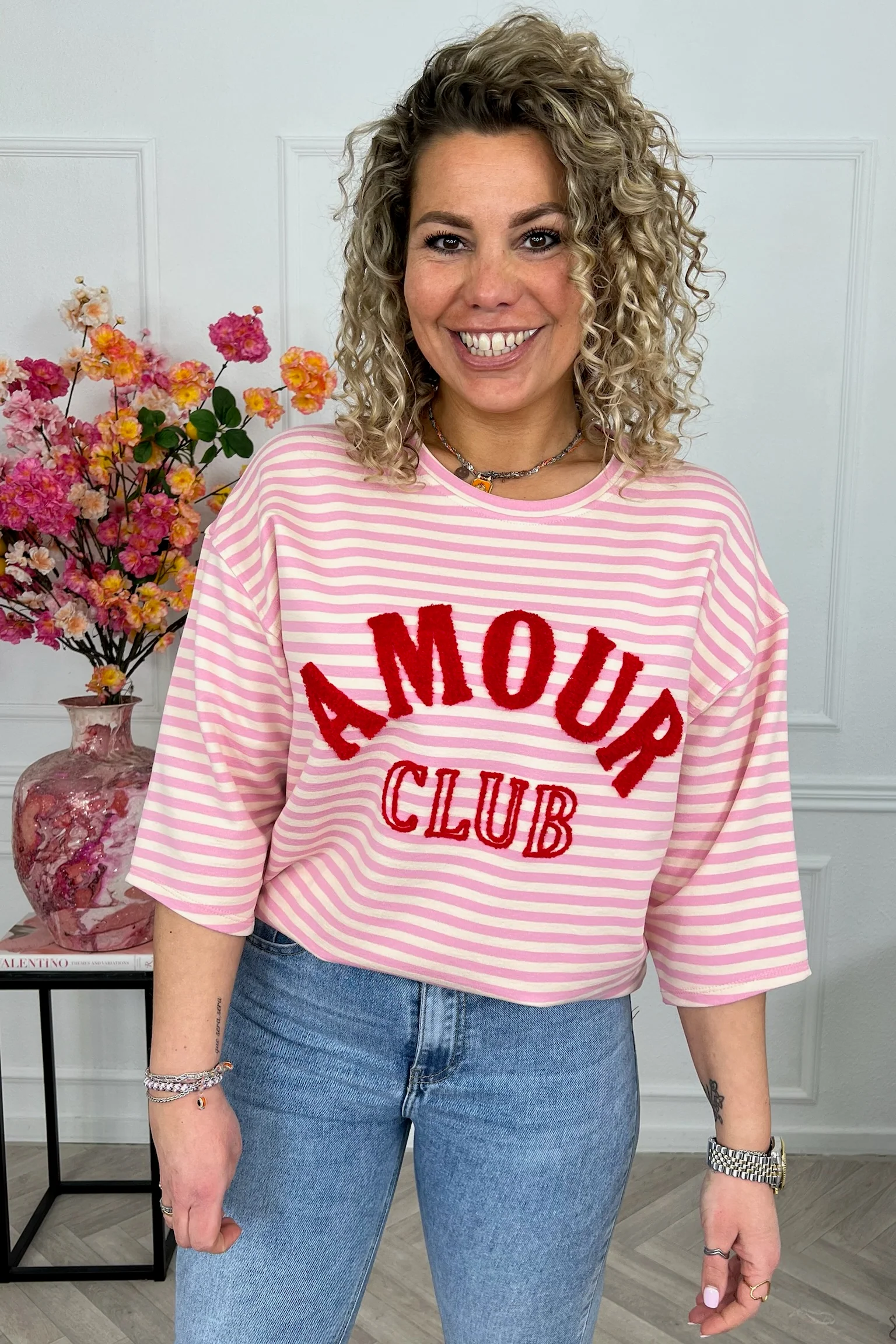 Amour Club Striped Shirt - Light Pink/Yellow