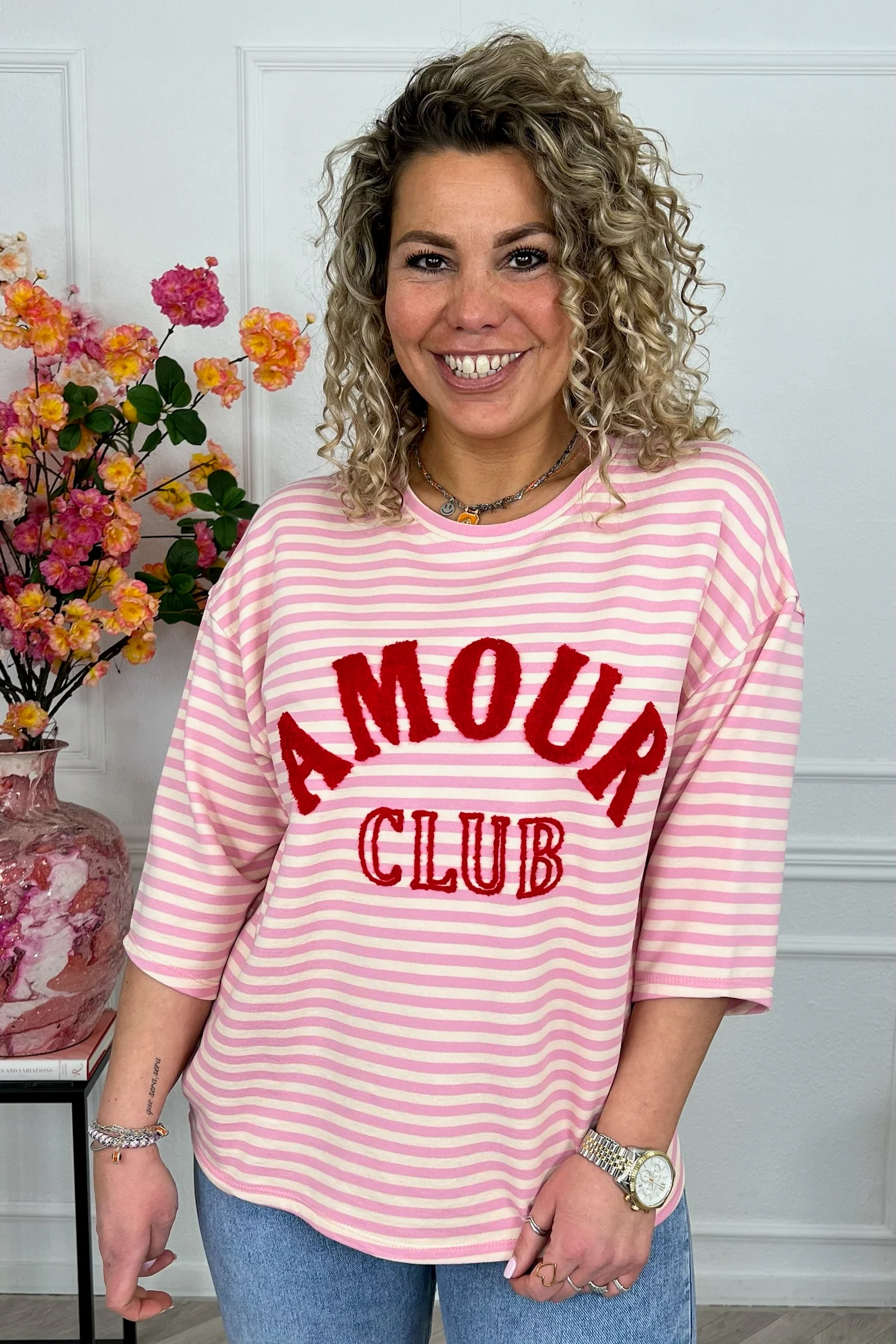 Amour Club Striped Shirt - Light Pink/Yellow - Image 2