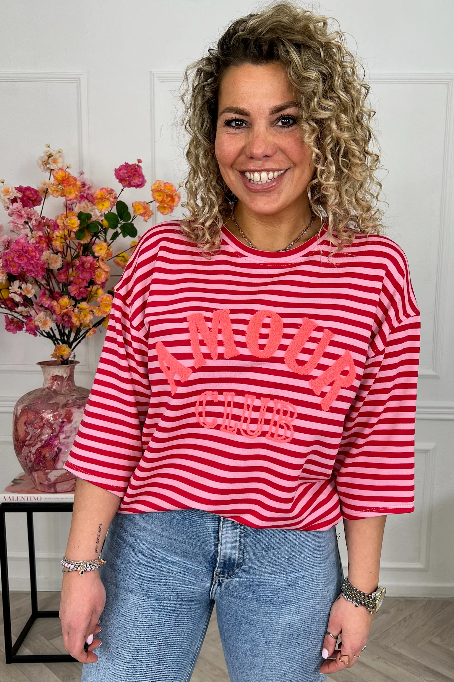 Amour Club Striped Shirt - Red/Pink
