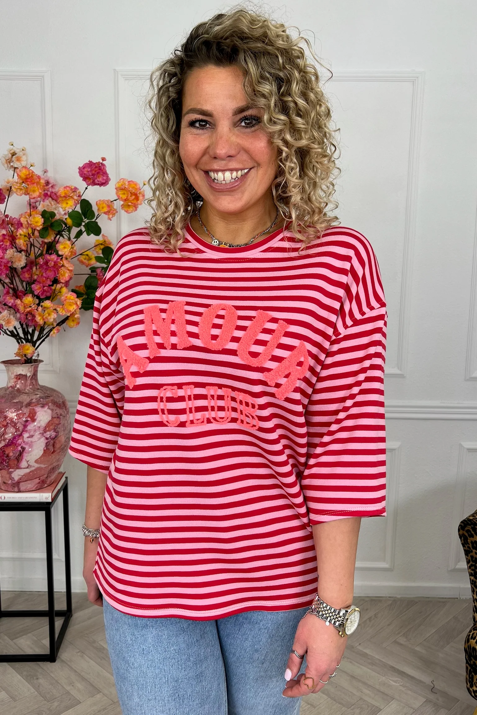 Amour Club Striped Shirt - Red/Pink - Image 2