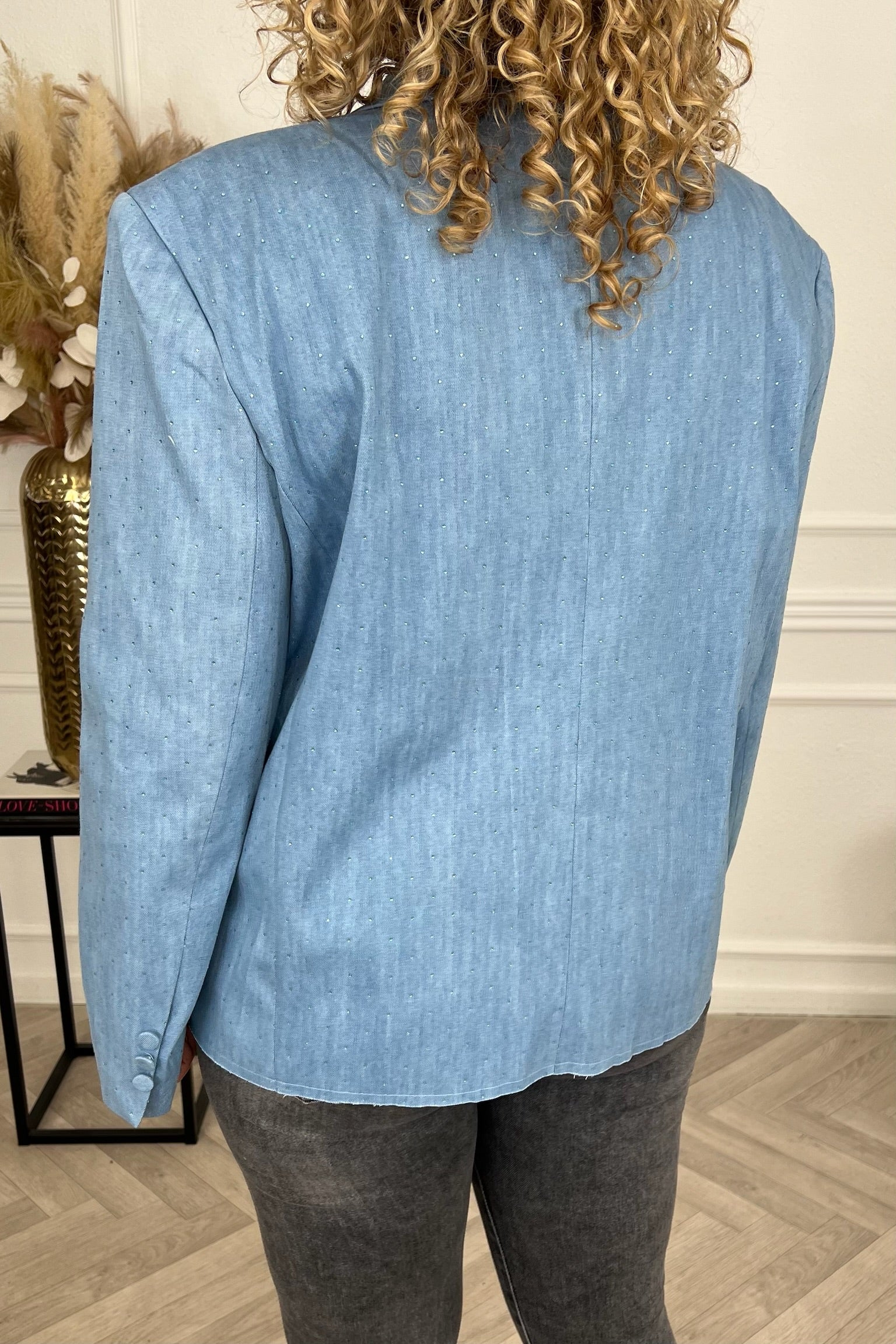 Anna Denim Strass Blazer - Blue - Image 2