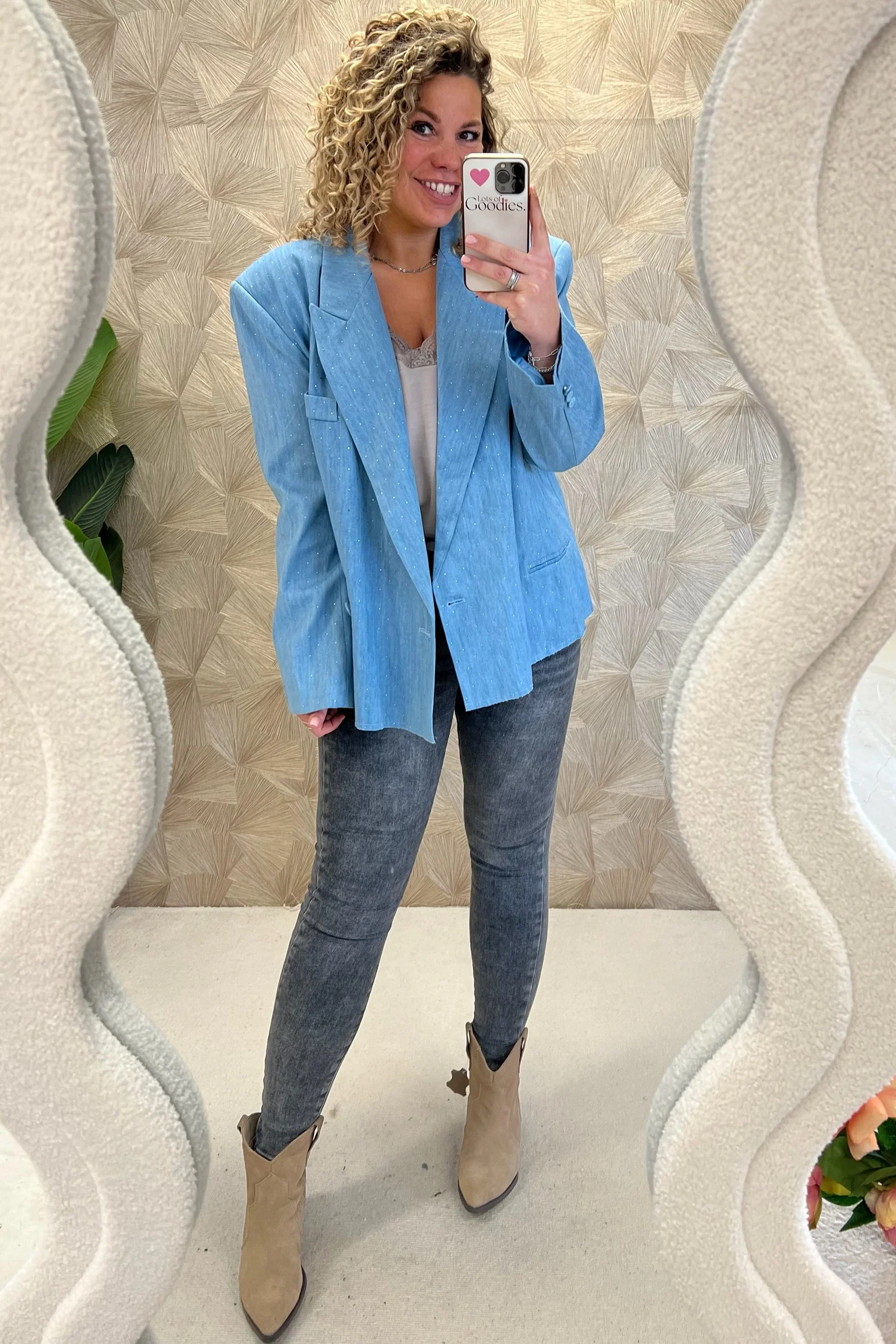 Anna Denim Strass Blazer - Blue - Image 7