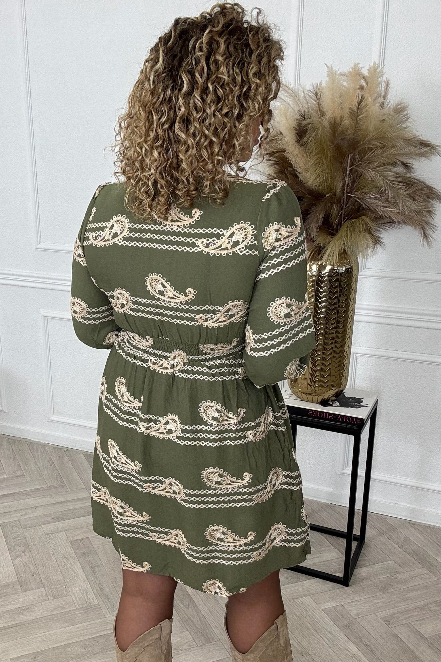 Anna Striped Paisley Dress - Green - Image 2