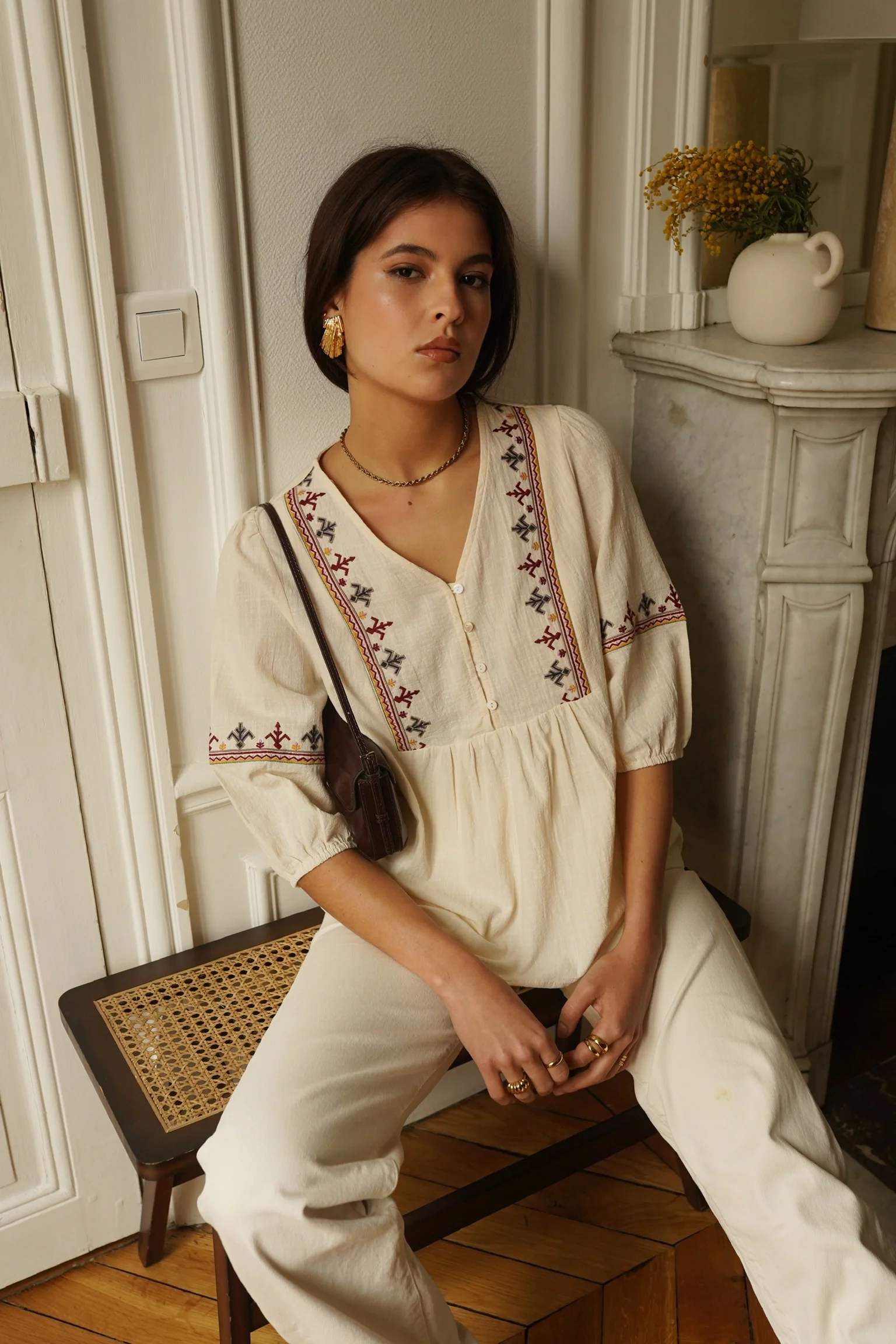 Aurélie Cotton Blouse - Beige