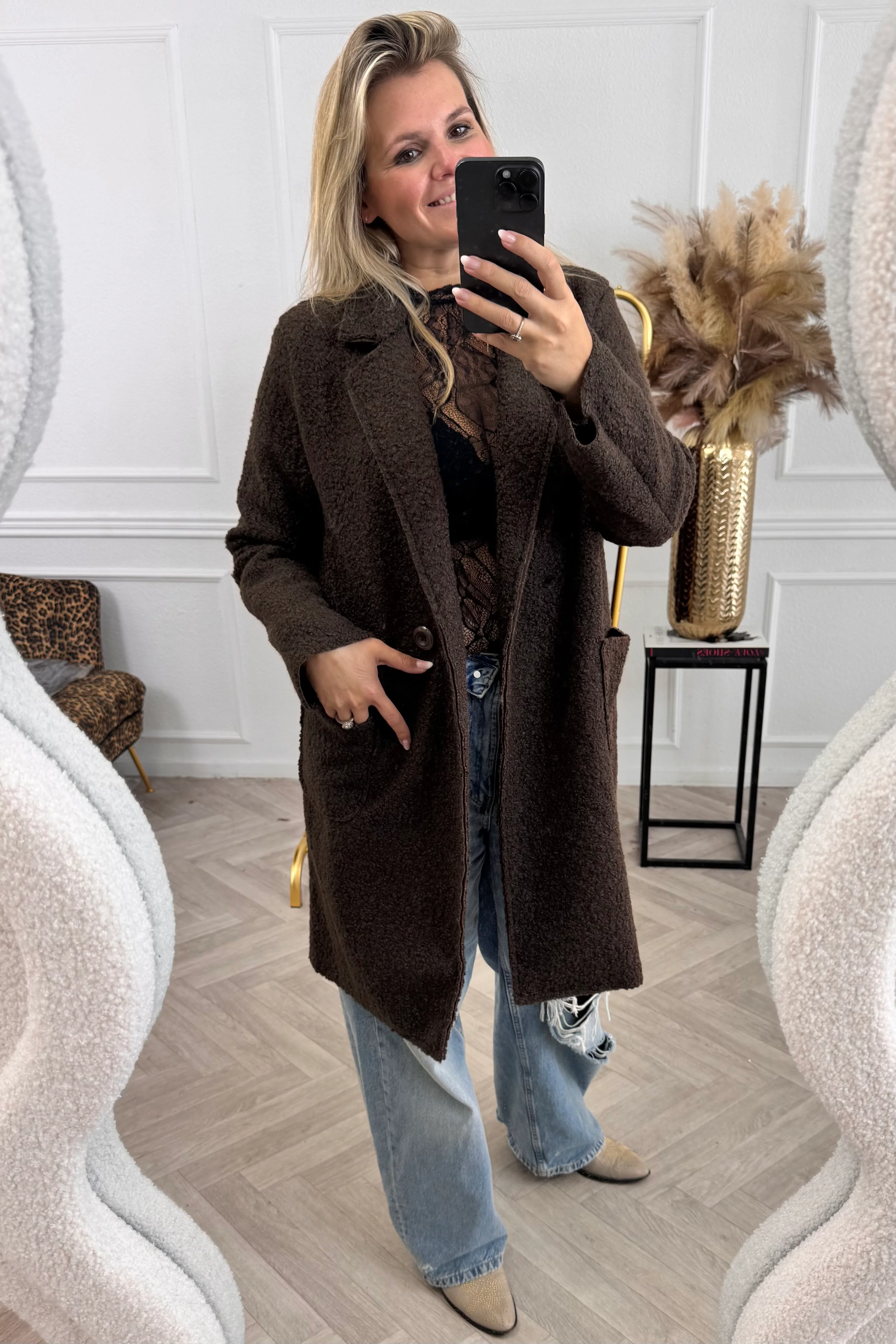 Autumn Teddy Coat - Brown - Image 3