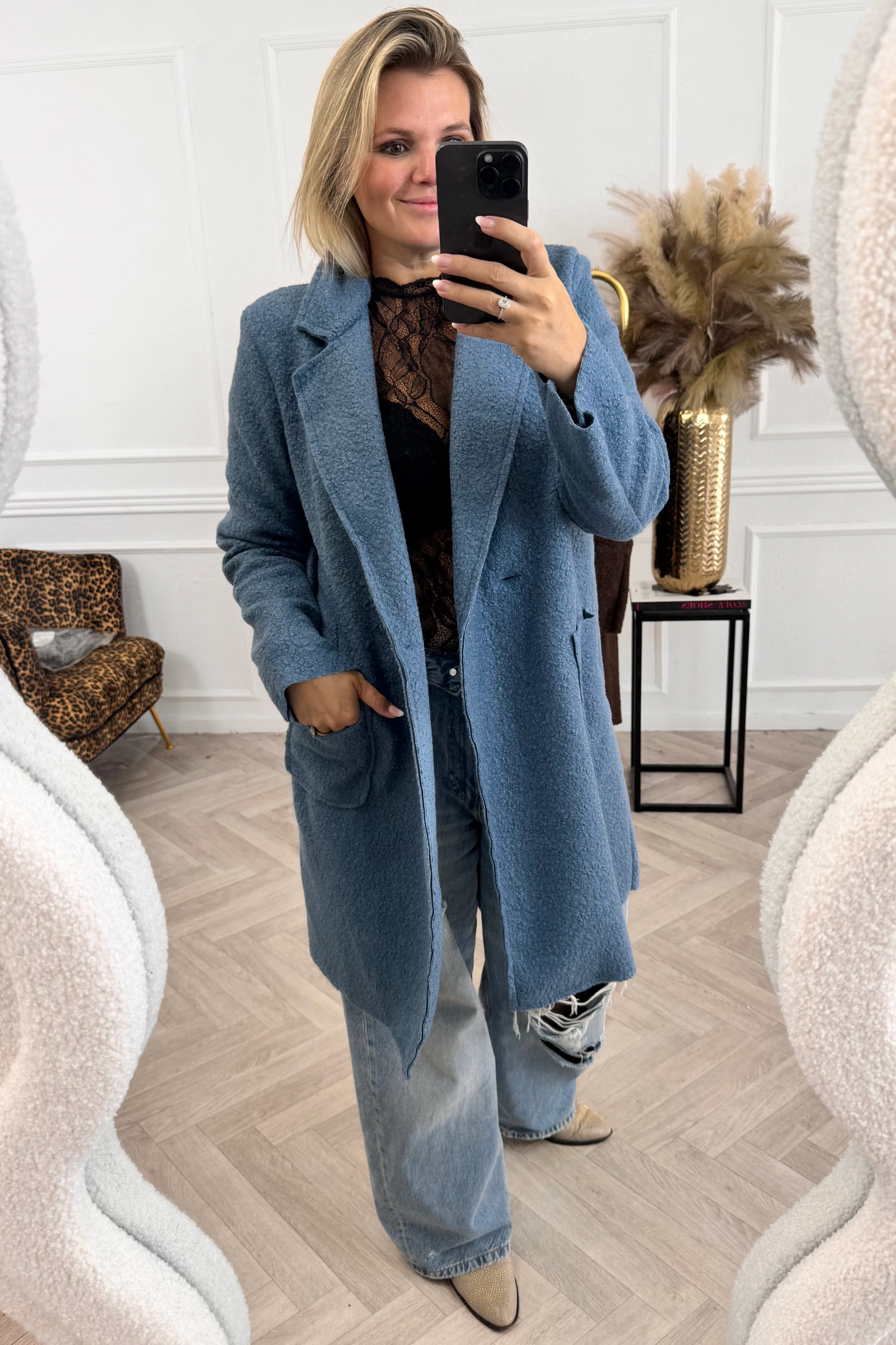 Autumn Teddy Coat - Denim