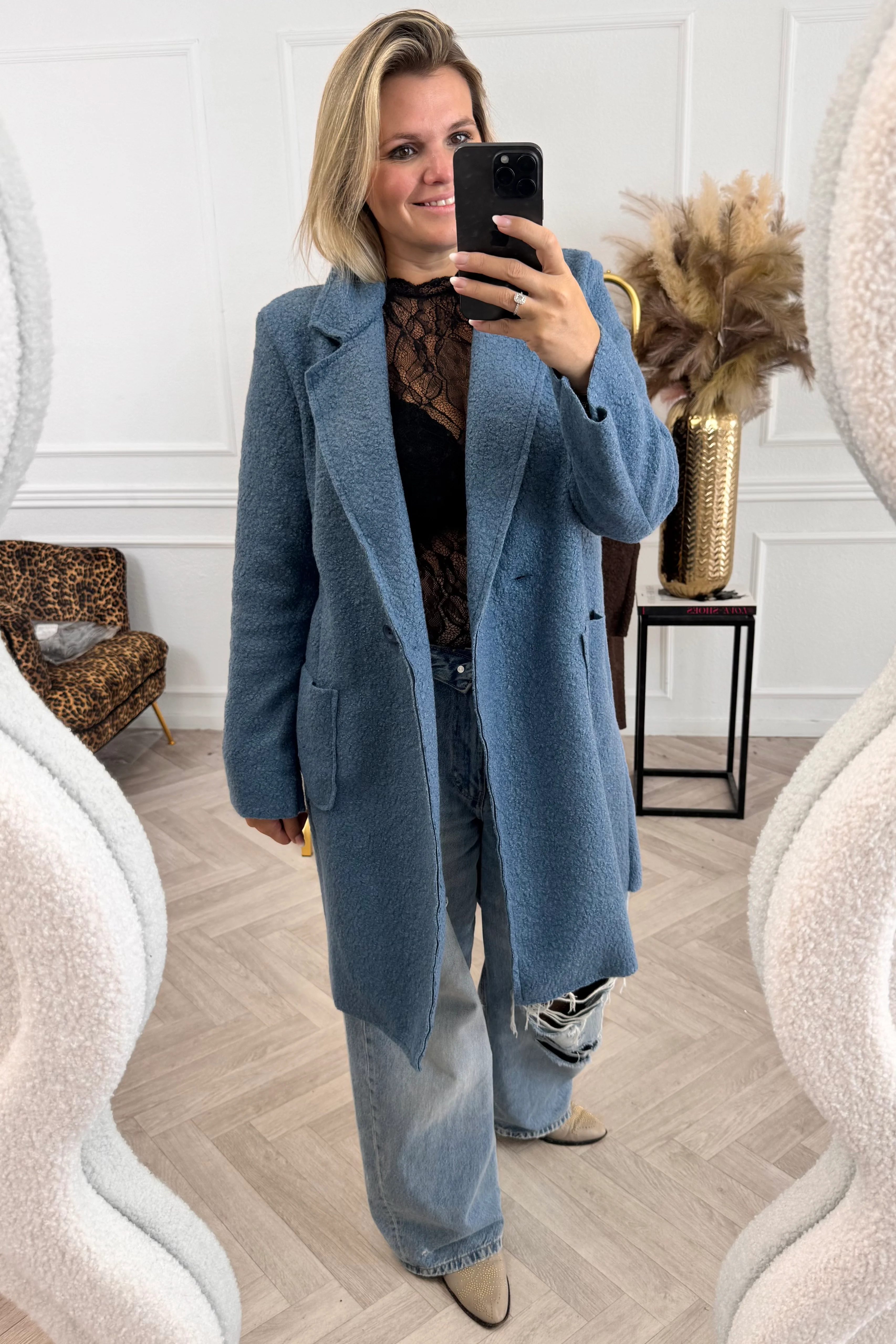 Autumn Teddy Coat - Denim - Image 2