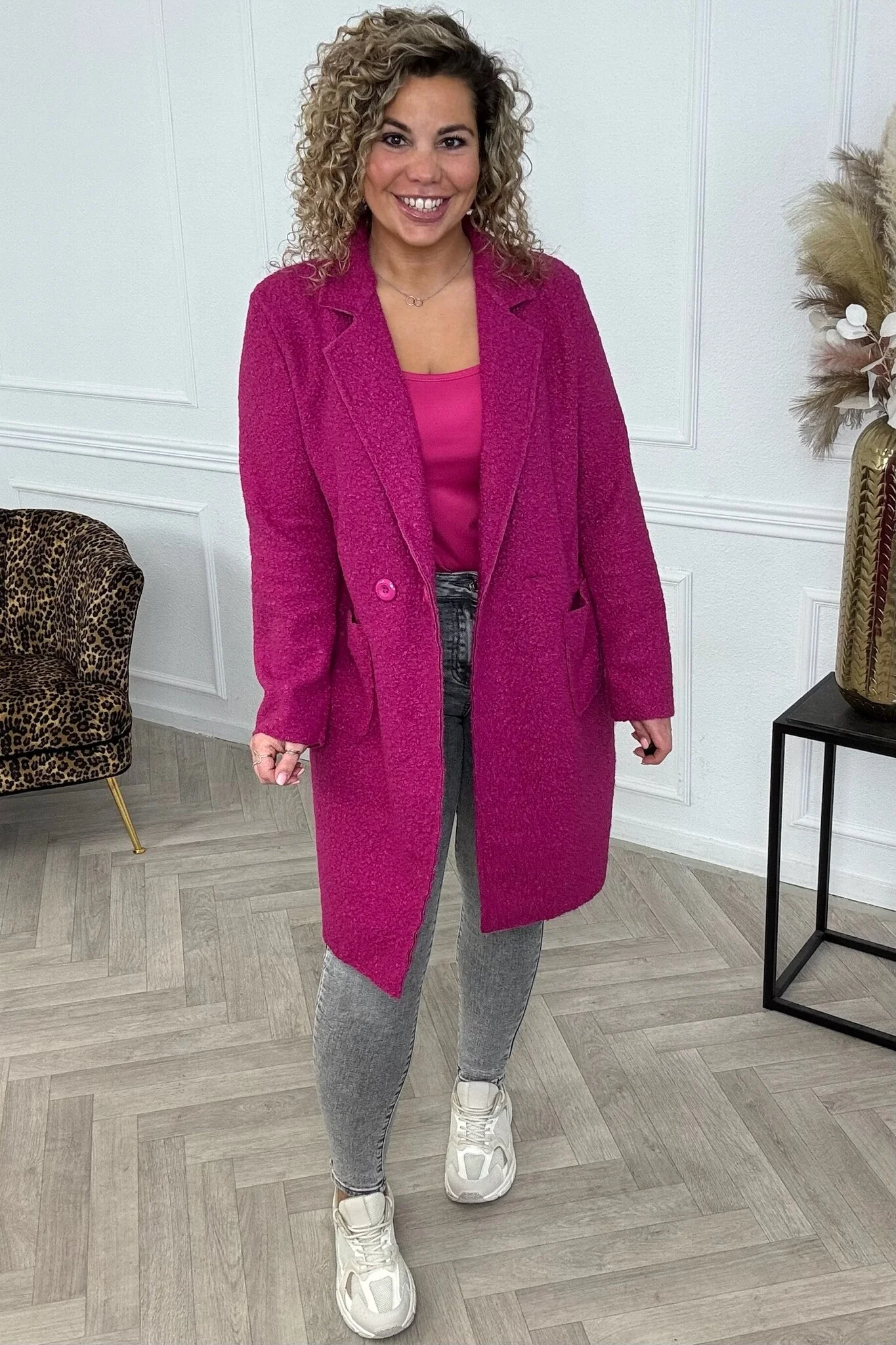 Autumn Teddy Coat - Raspberry