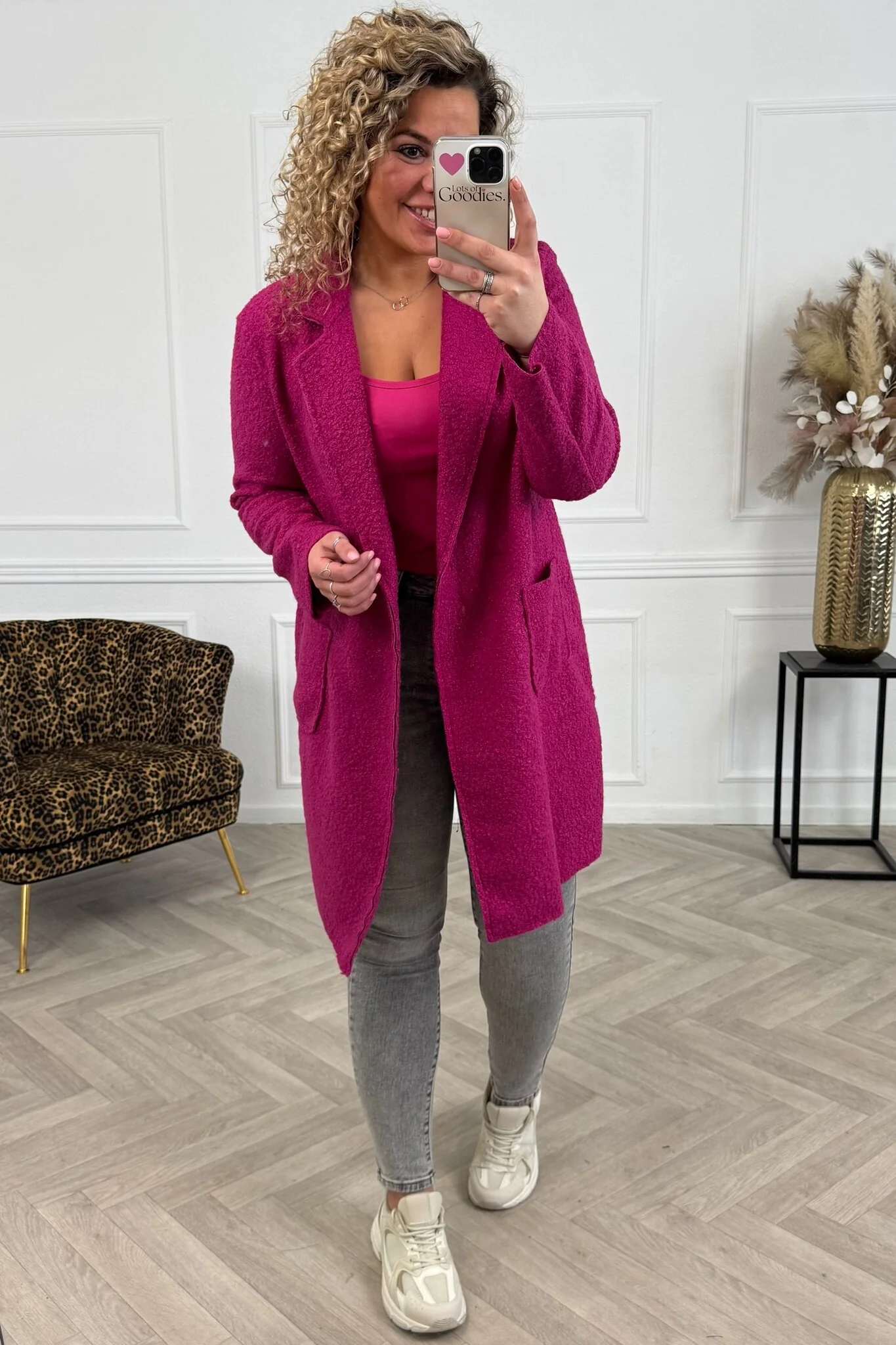 Autumn Teddy Coat - Raspberry - Image 3