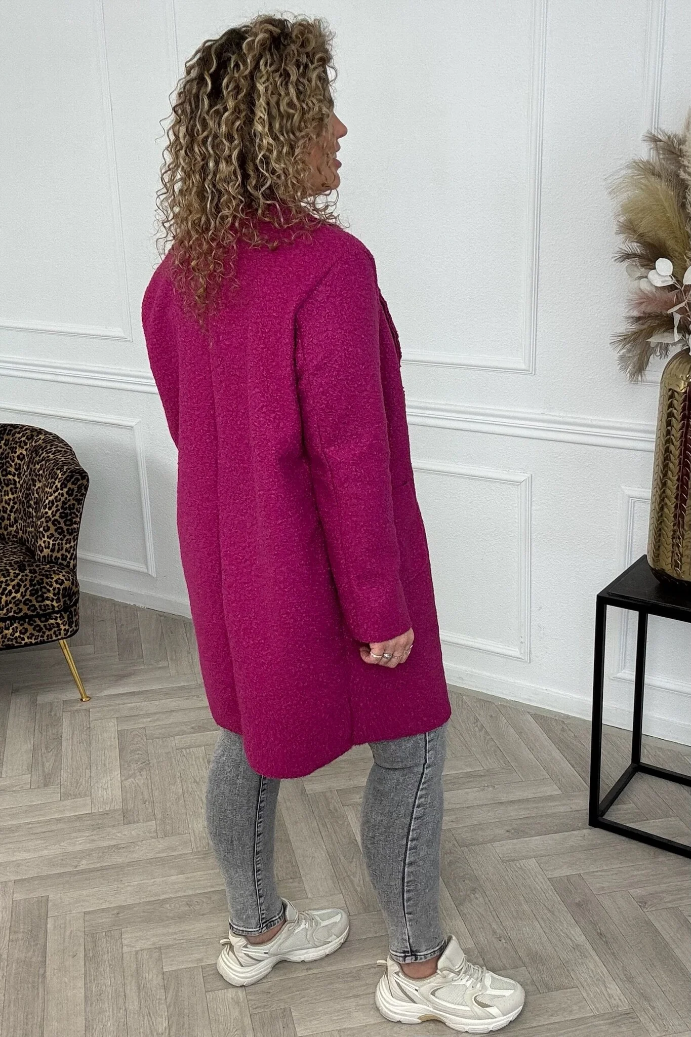 Autumn Teddy Coat - Raspberry - Image 4