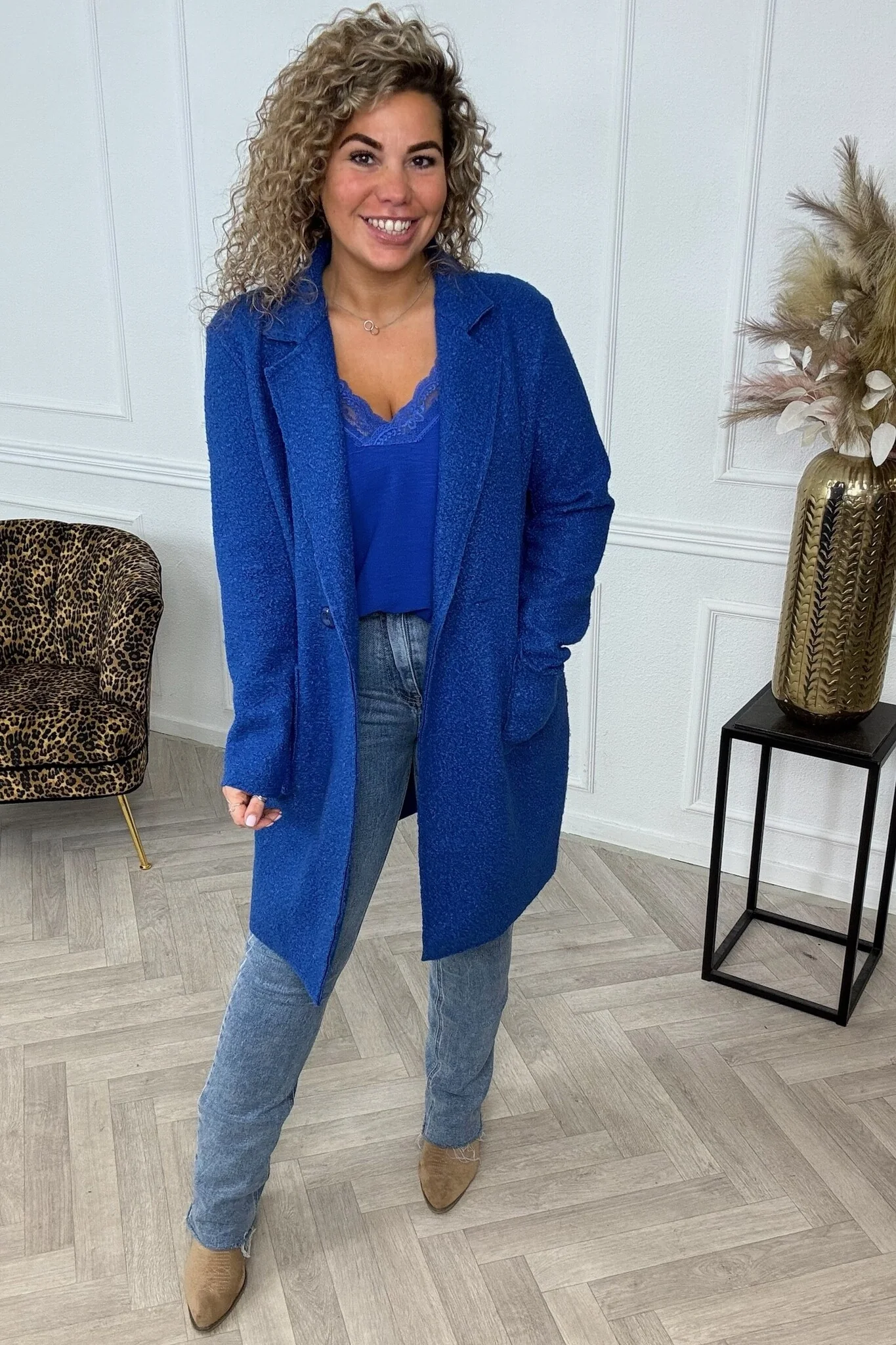 Autumn Teddy Coat - Royal Blue - Image 3