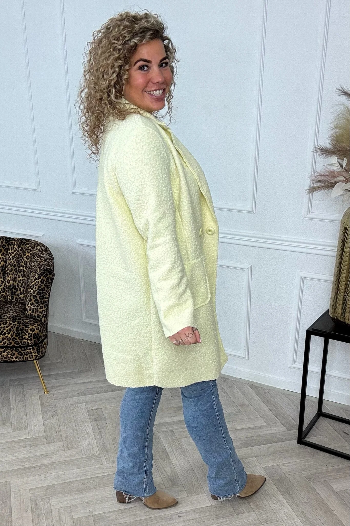 Autumn Teddy Coat - Soft Yellow - Image 3