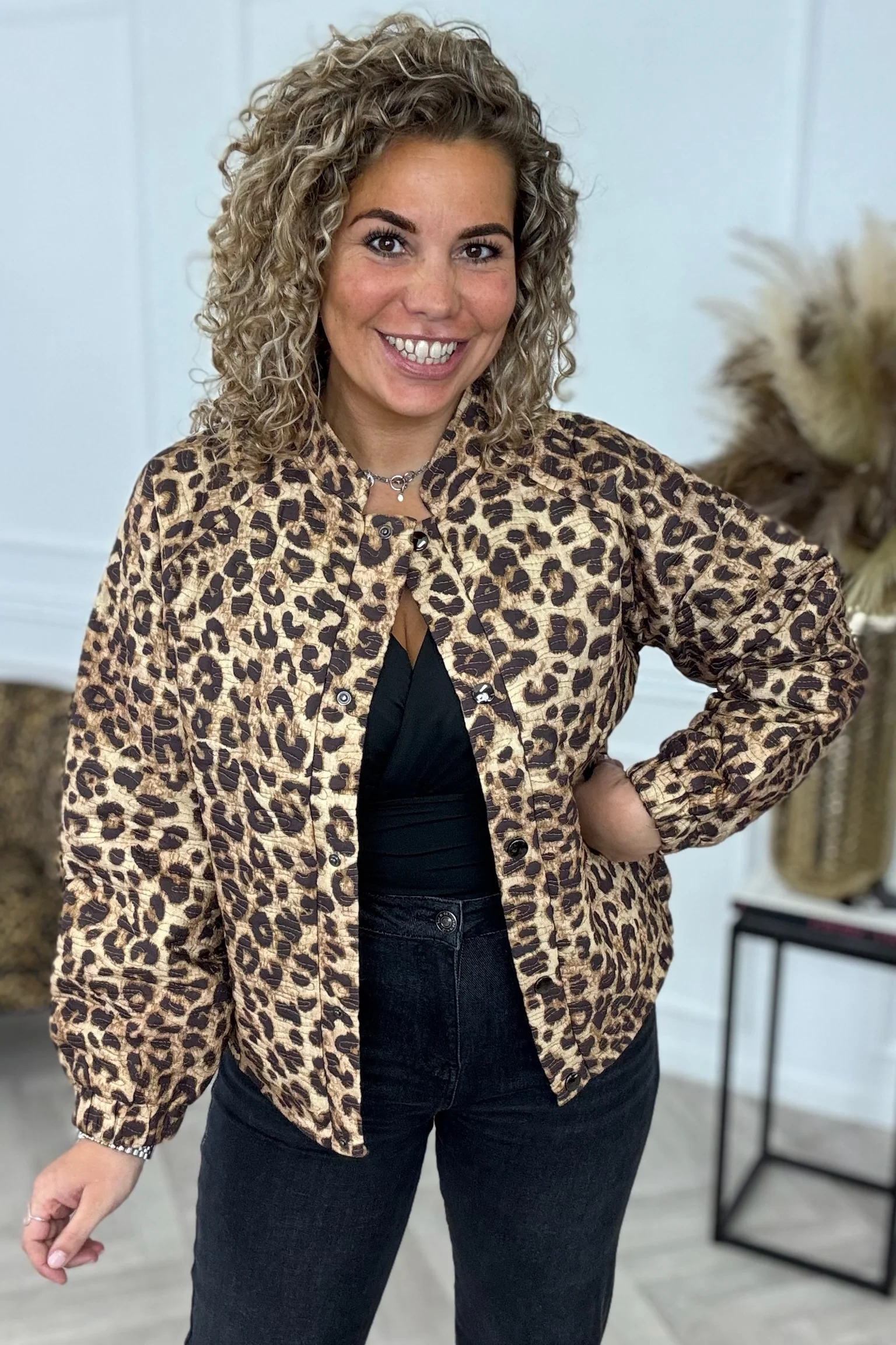Ava Leopard Jacket - Brown/Black