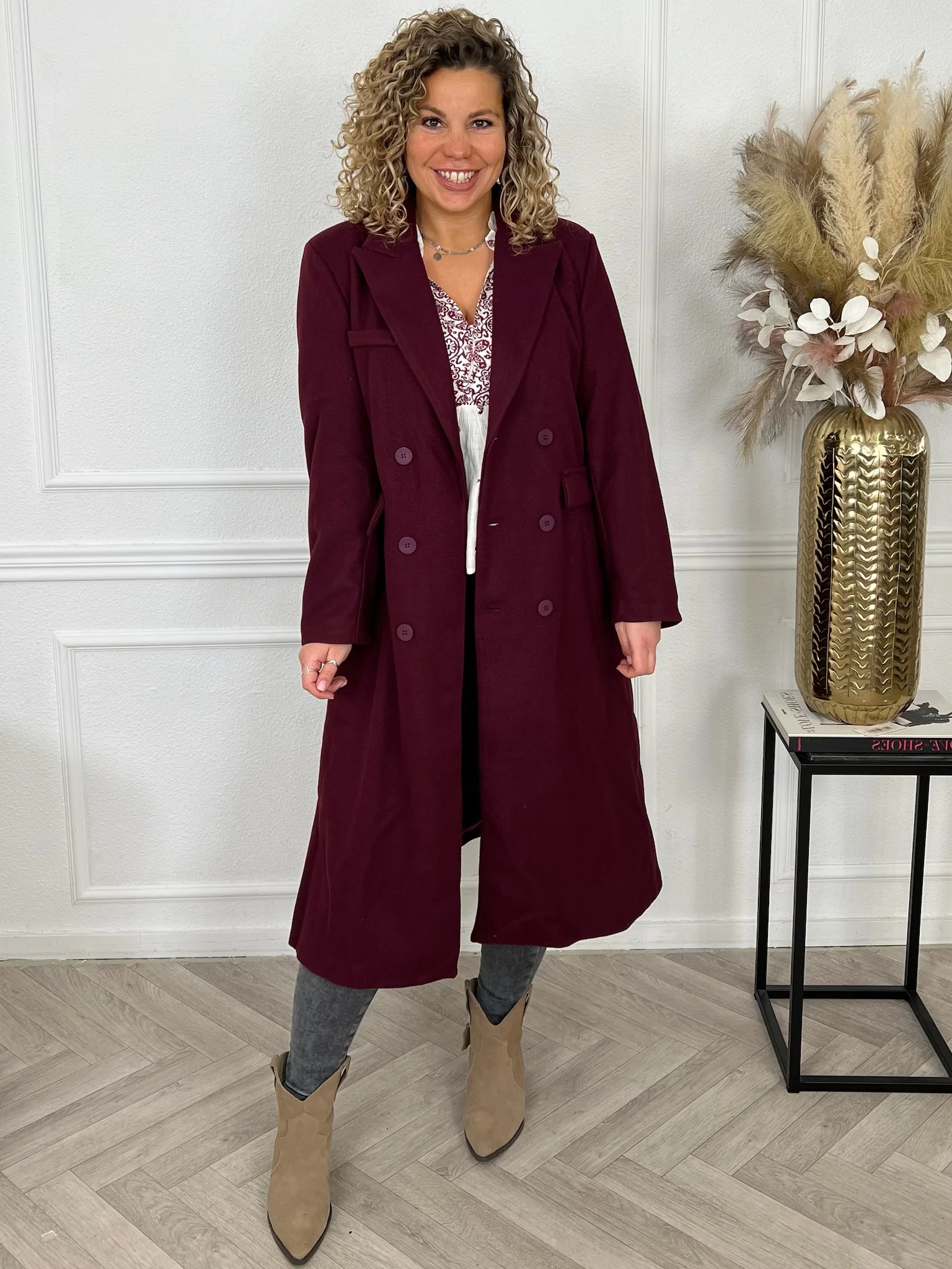 Perfect Long Taille Coat - Bordeaux - Image 4