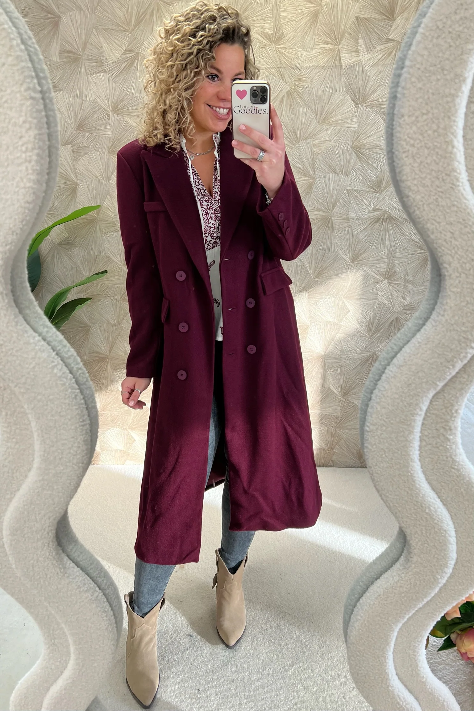 Perfect Long Taille Coat - Bordeaux - Image 5