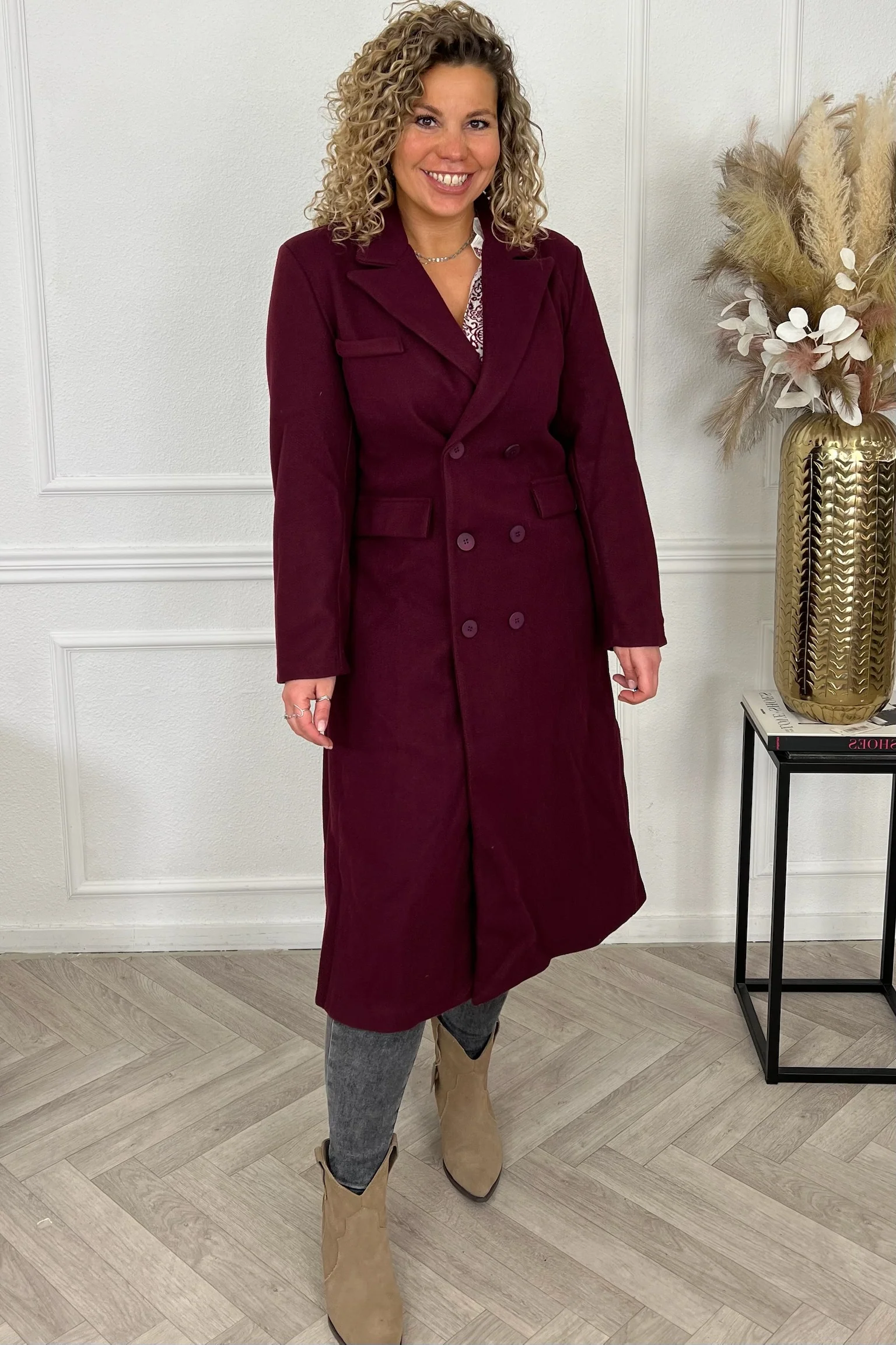 Perfect Long Taille Coat - Bordeaux - Image 6