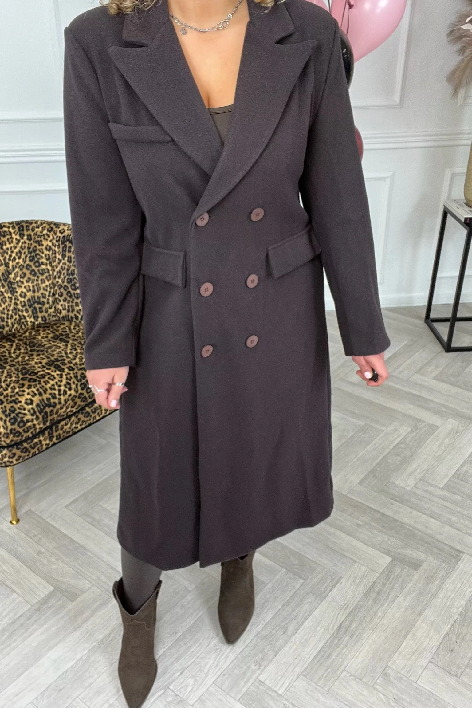Perfect Long Taille Coat - Brown - Image 10
