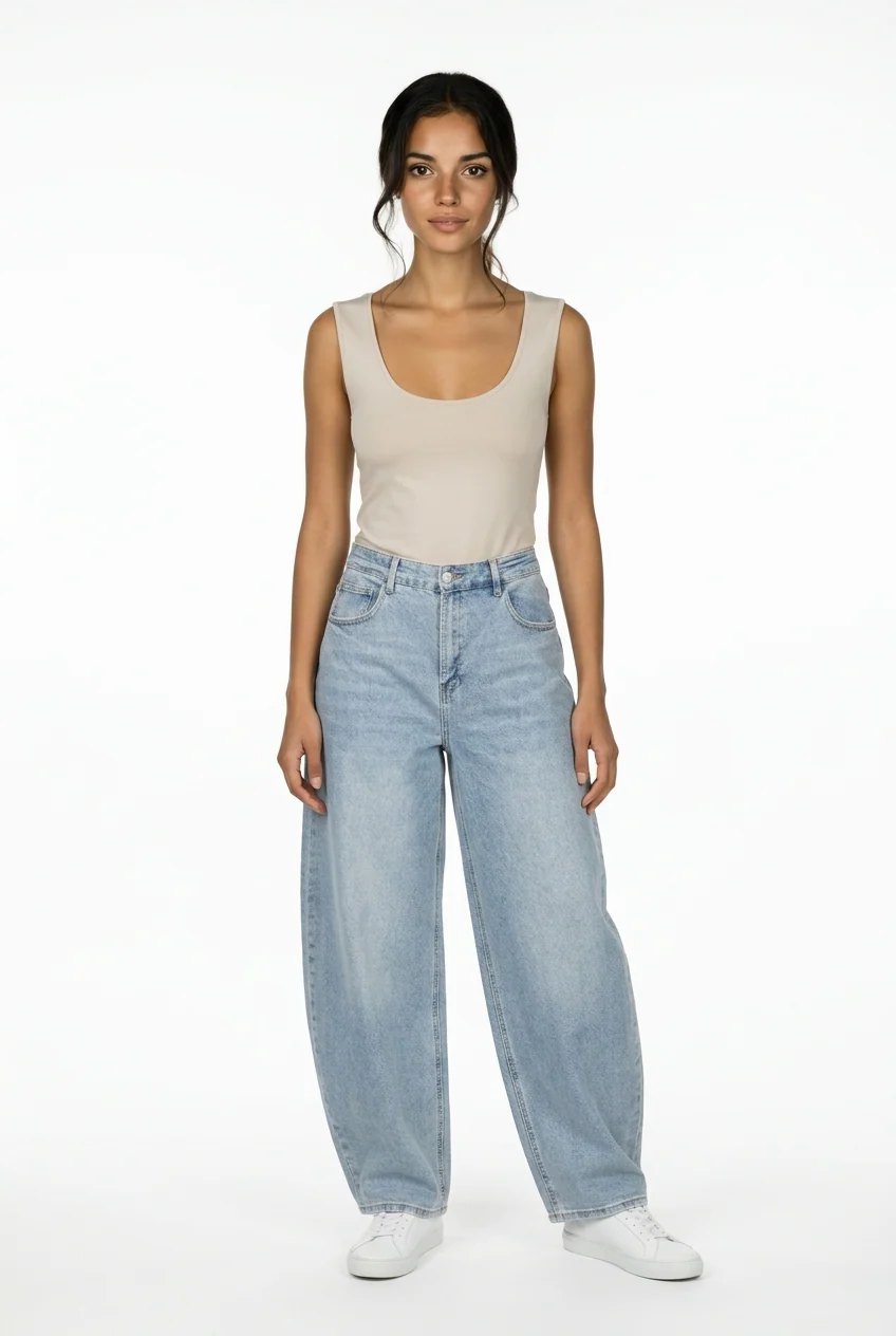 Baggy Balloon Fit Jeans - Blue