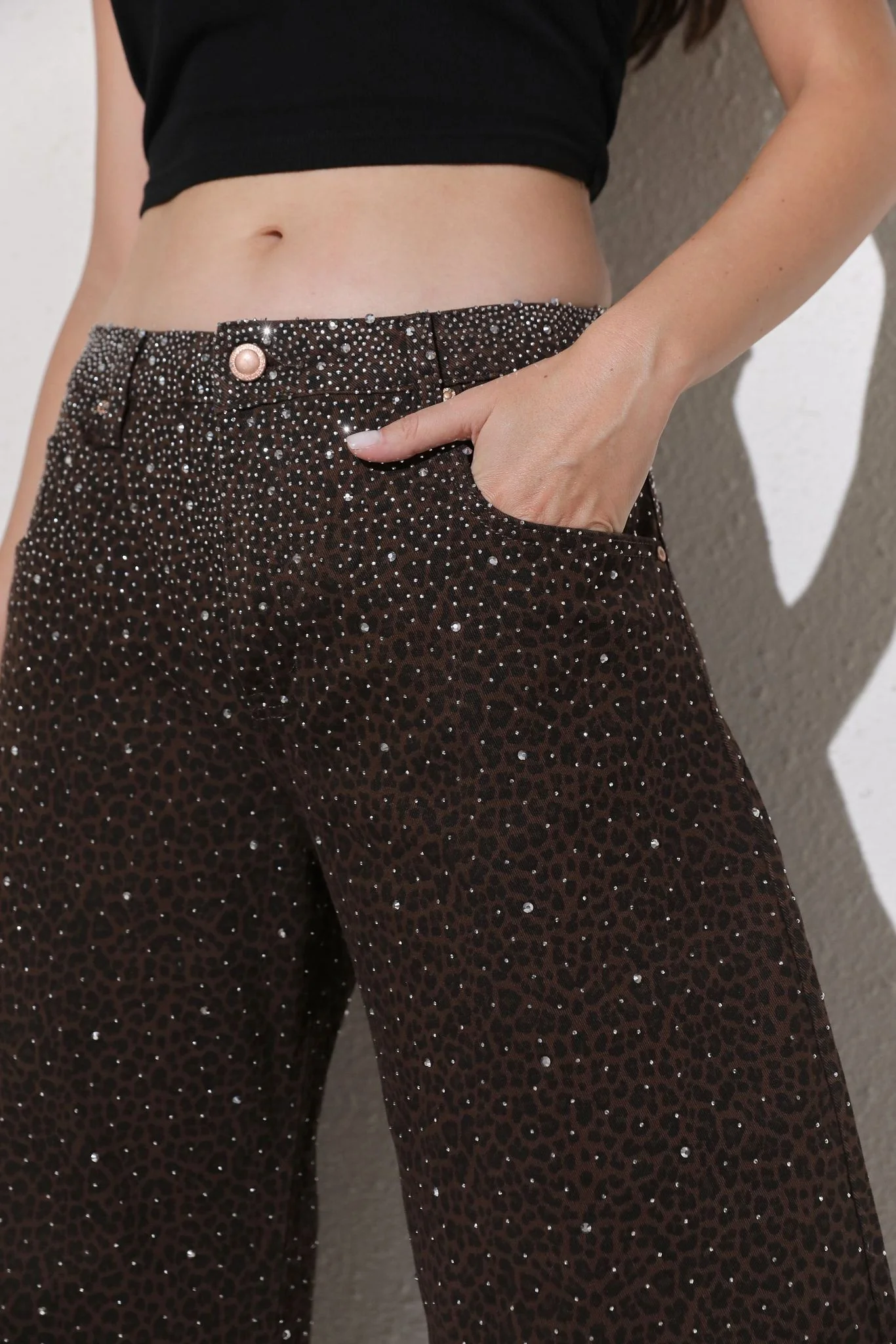 Balloon Leopard Glitter Jeans - Brown - Image 2