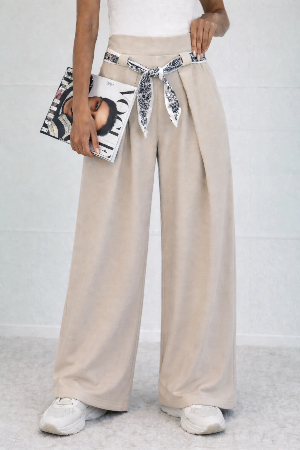 Bandana Scuba Pants - Beige