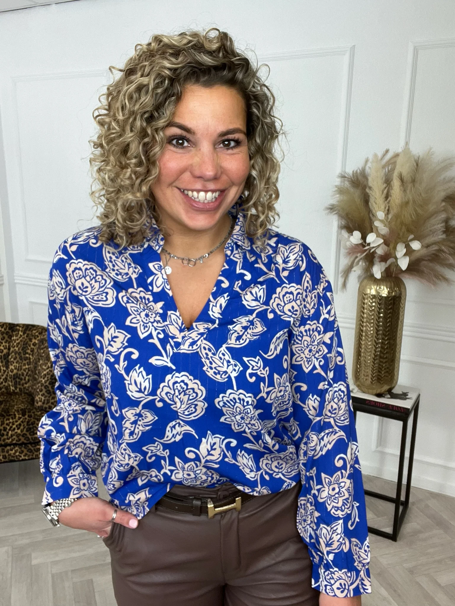Barok Flower Print Blouse - Kobalt