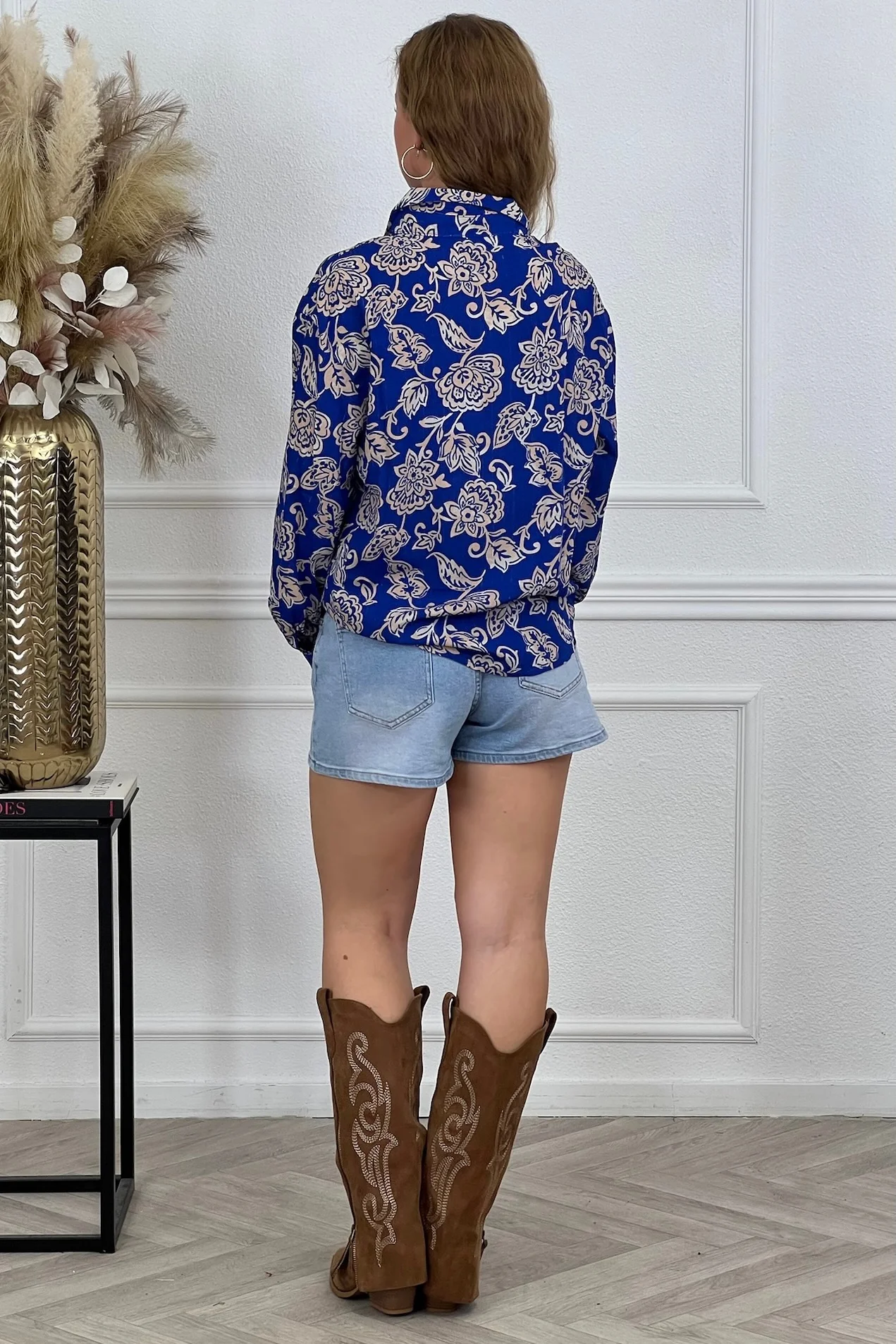 Barok Flower Print Blouse - Kobalt - Image 7