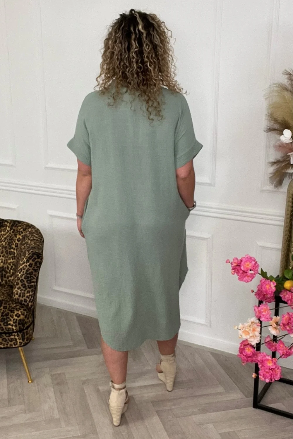 Basic Cotton Tunic - Sage - Image 2