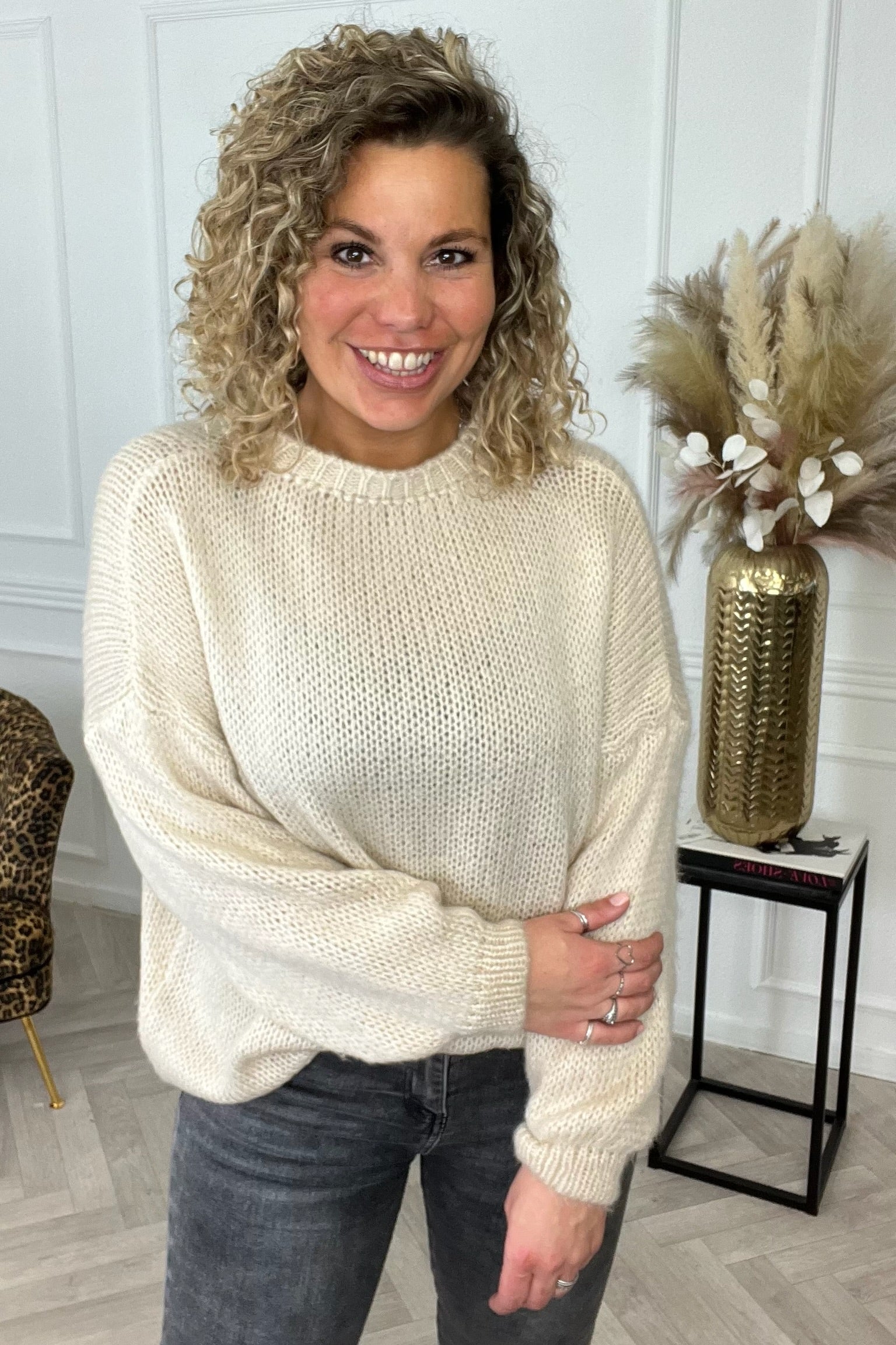 Basic Knitted Sweater - Beige - Image 2