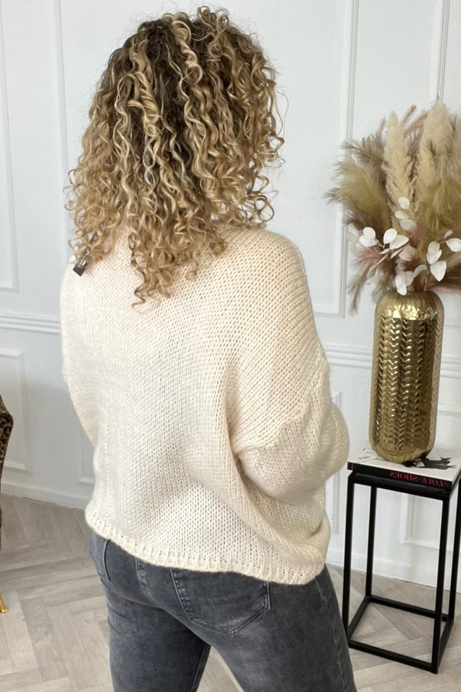 Basic Knitted Sweater - Beige - Image 3