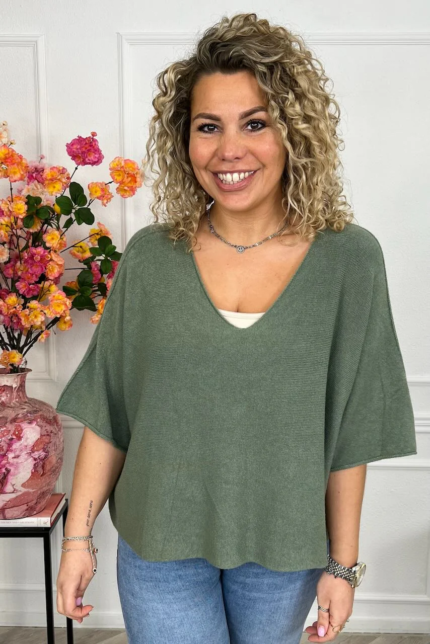Basic Oversized Spring Sweater - Armygreen