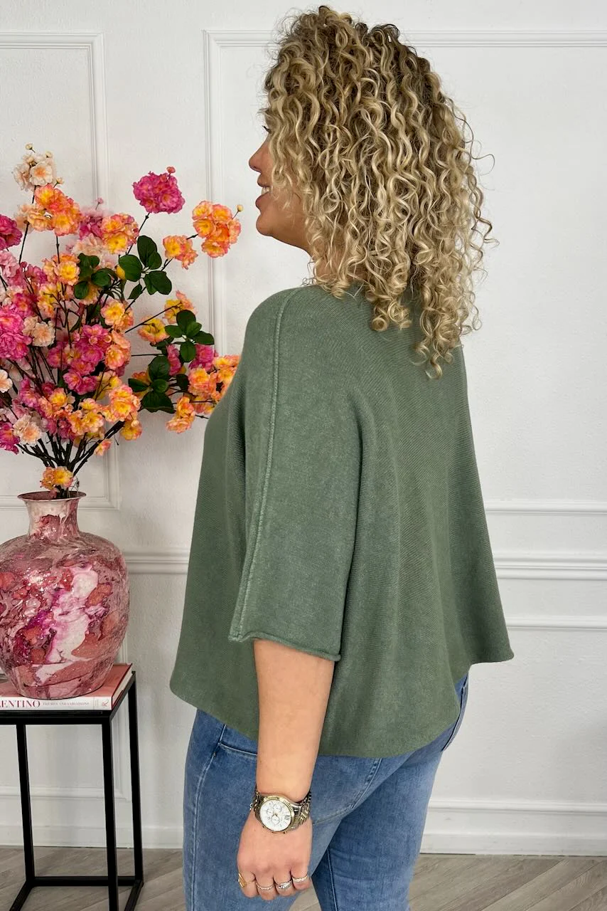 Basic Oversized Spring Sweater - Armygreen - Image 2