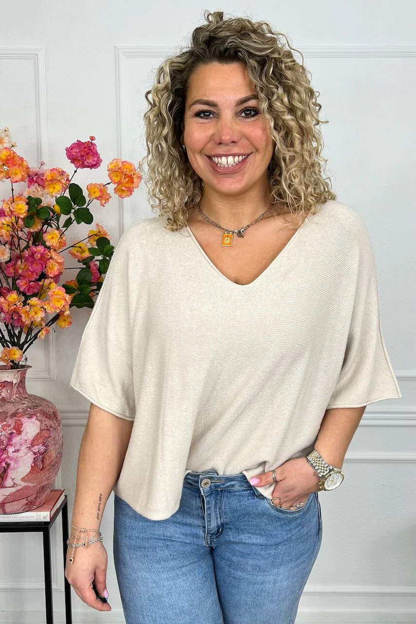 Basic Oversized Spring Sweater - Beige